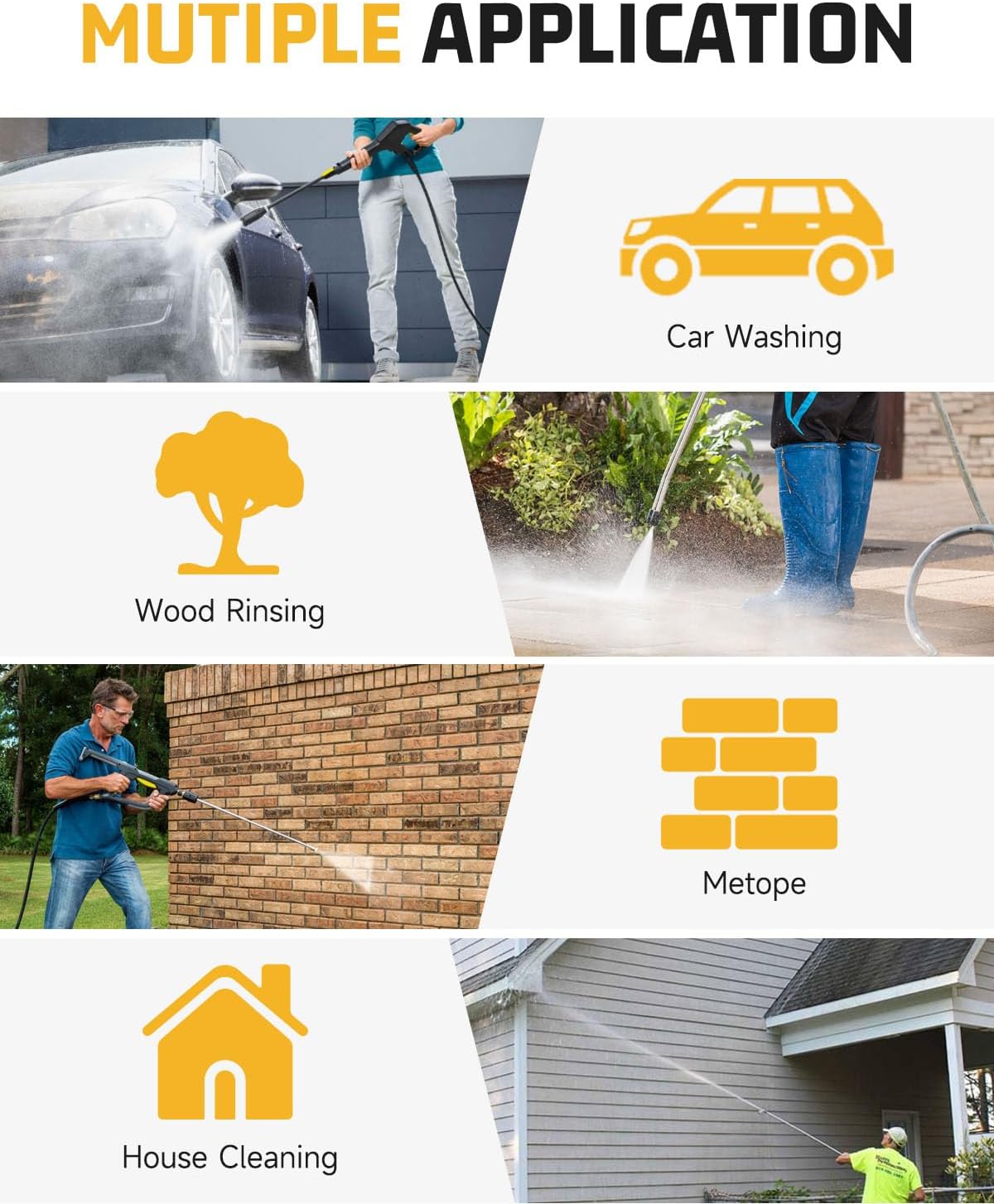 50FT Lightweight Pressure Washer Extension Hose, Kink Resistances 6000 PSI Pressure Washer Hose Replacement 3/8