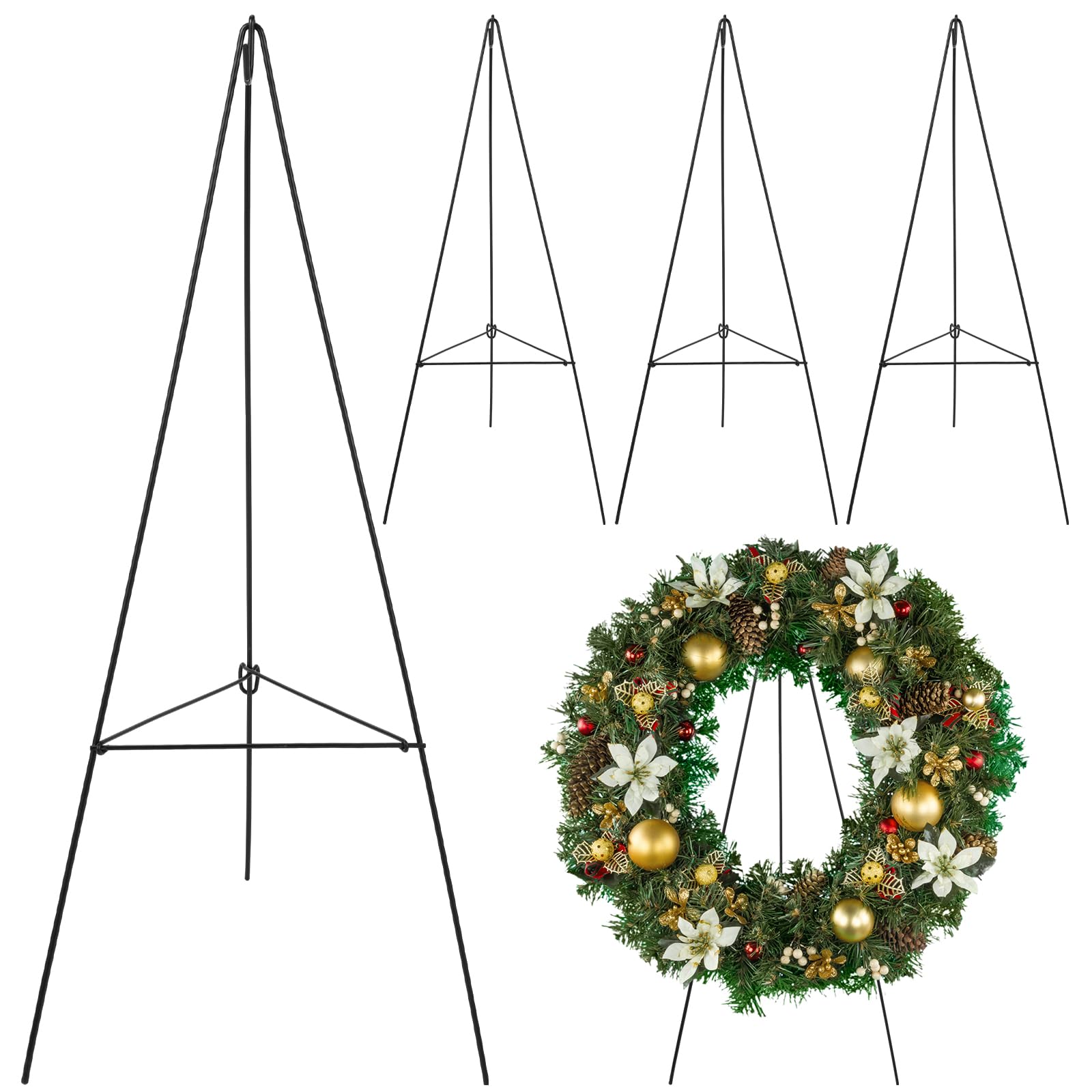 Soaoo Christmas Wreath Stand Christmas Wreath Holder Metal Easel for Cemetery Grave Flower Holder Gravestone Wreath Stand for Grave Marker Gravestone Flowers Decorations(2,30inch)