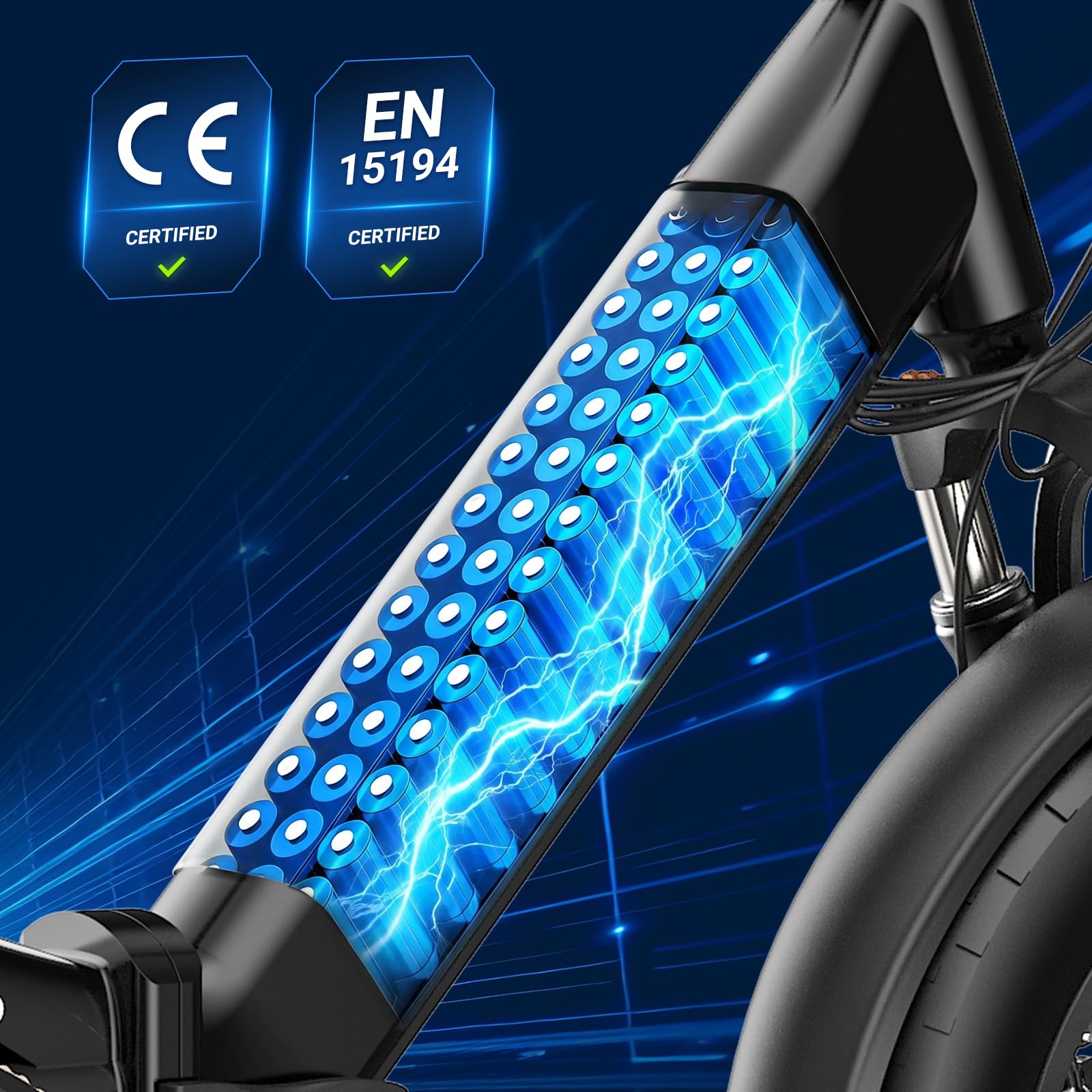 Torpedo Folding Electric Bicycle Features a 48V 15Ah Removable Battery, 20-inch x 4.0-inch Wide Tires, a 7-Speed Transmission, and Hydraulic Brakes