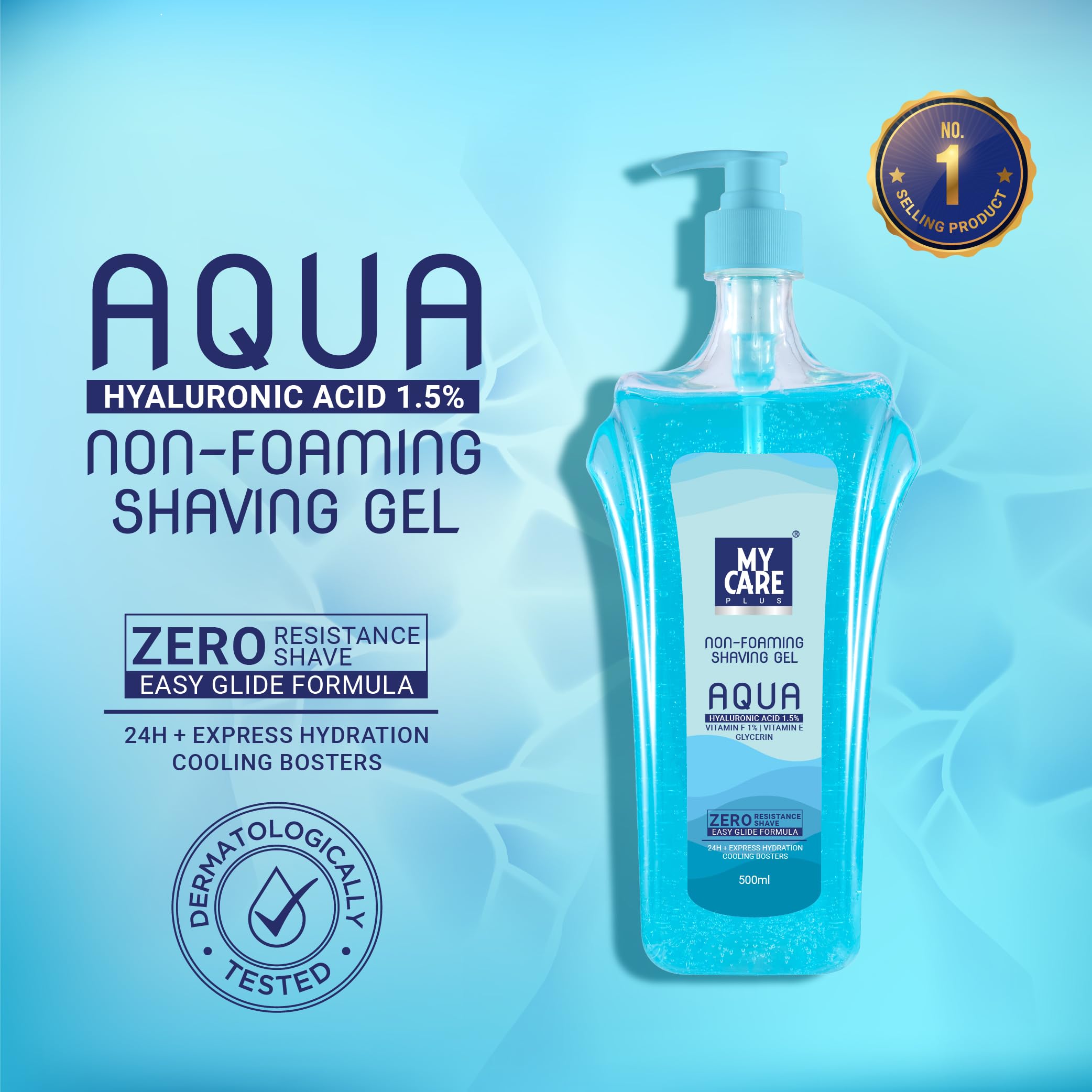 MY CARE PLUS Beard Shaping Shaving Gel for Men 500ml | Non-Foaming Transparent Shaving Gel | Easy Glide Beard Line Styling | Hyaluronic Acid, Vitamin E & Glycerin | Cooling Hydrating Formula