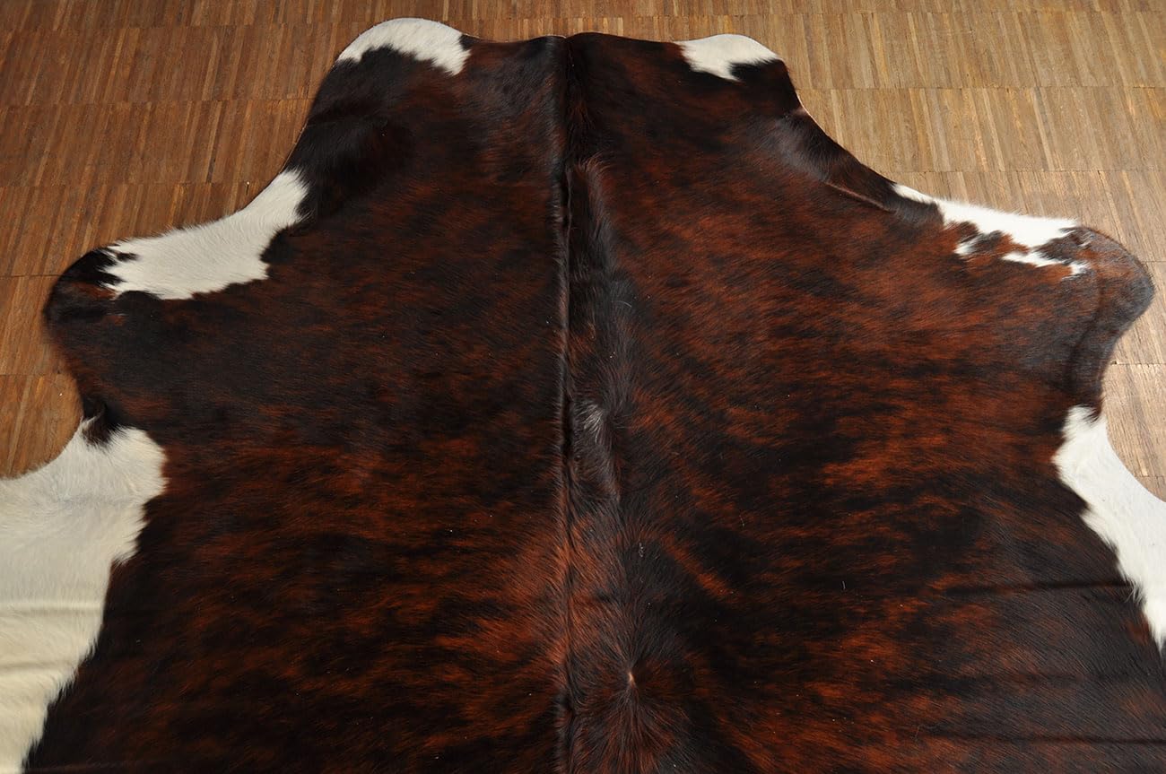 generisch Kuhfell Stierfell Teppich, Braun Weiß Dreifarbig, 210 x 190 cm