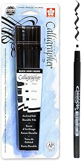 SAKURA Pigma Calligrapher Brush Pens - Archival Black Ink Pens - Pens for Lettering and Modern Calligraphy - Black Ink - 1 mm, 2 mm, & 3 mm Nibs - 3 Pack