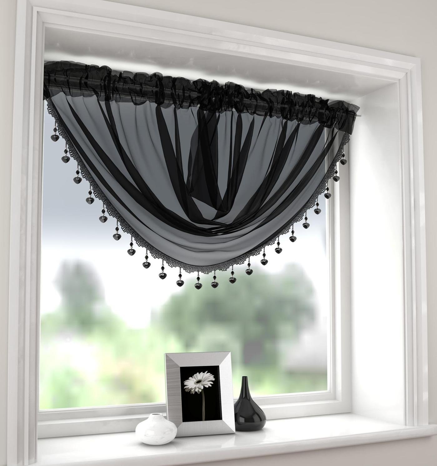 Ians Emporium Millie Voile Swag - Black (Standard)