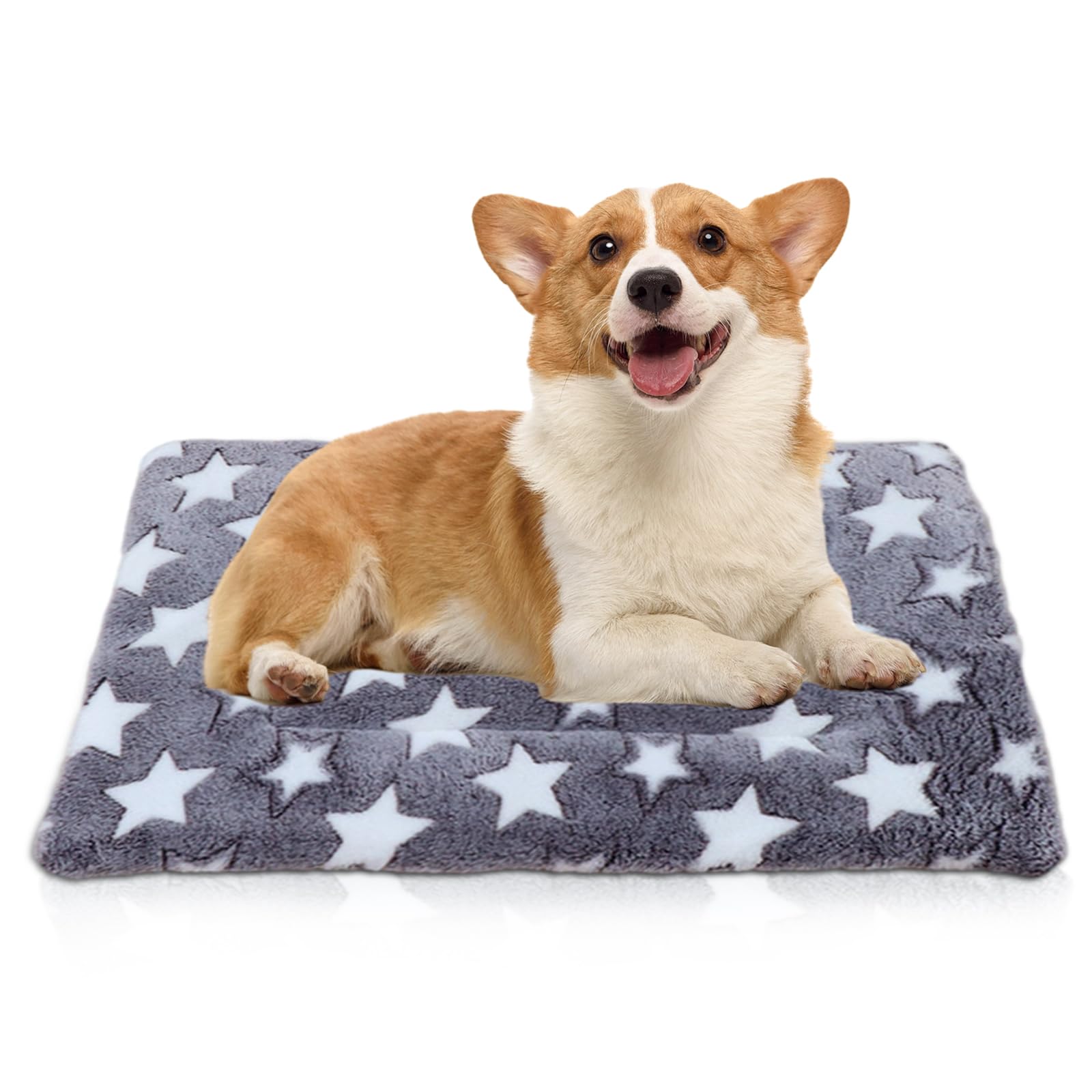 Camidy Dog Bed Mat Soft Crate Pad Washable Anti-Slip Mattress Plush Dog Mat for Medium Small Dogs and Cats Kennel Pad (Grey, 30 * 30CM)