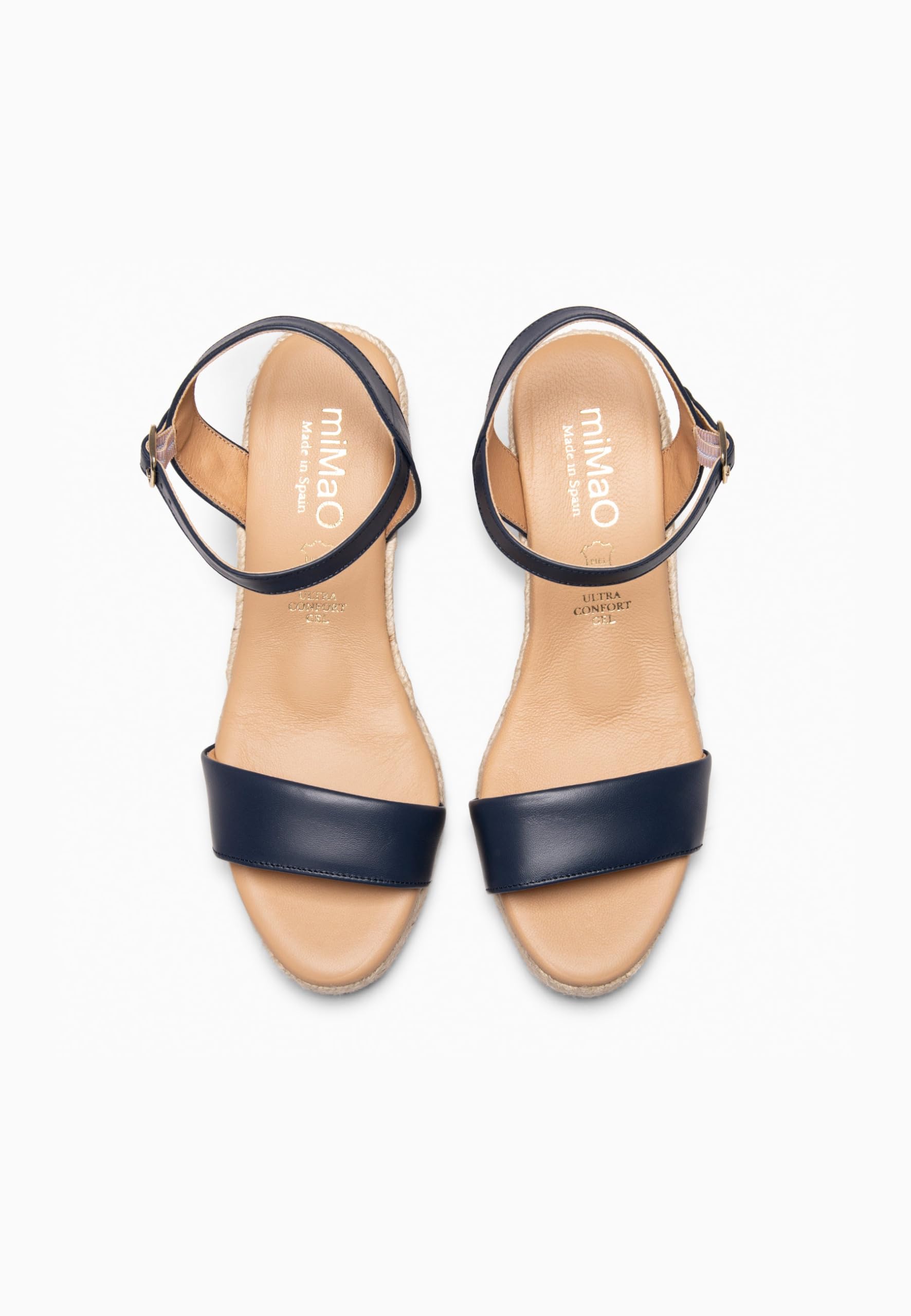 miMaO. Sandales style espadrilles à talon compensé. Fabriquées en Espagna