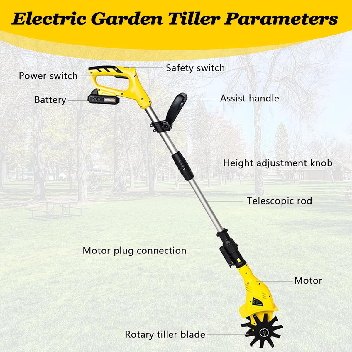 Coltivatore Elettrico a Mano, Zappa, Fresa per Terreno, coltivatore Portatile, coltivatore a Batteria, Larghezza di Lavoro 10 cm, per Giardino, orti