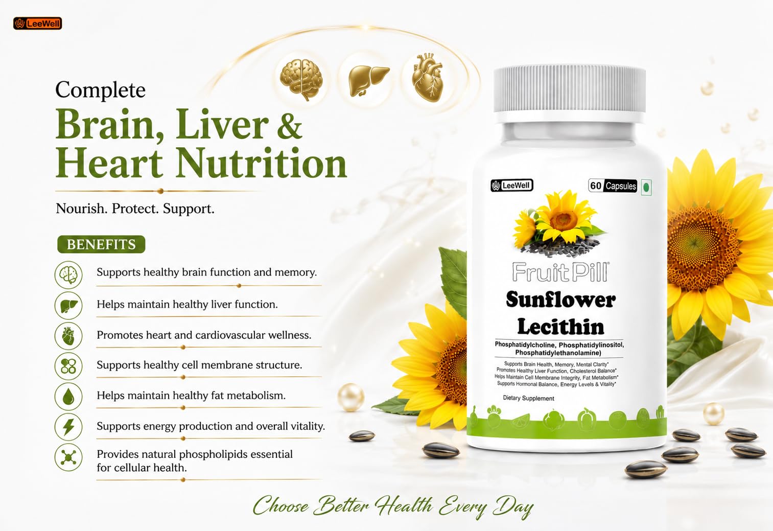 FruitPill Sunflower Lecithin Supplement, 60 Capsules 3