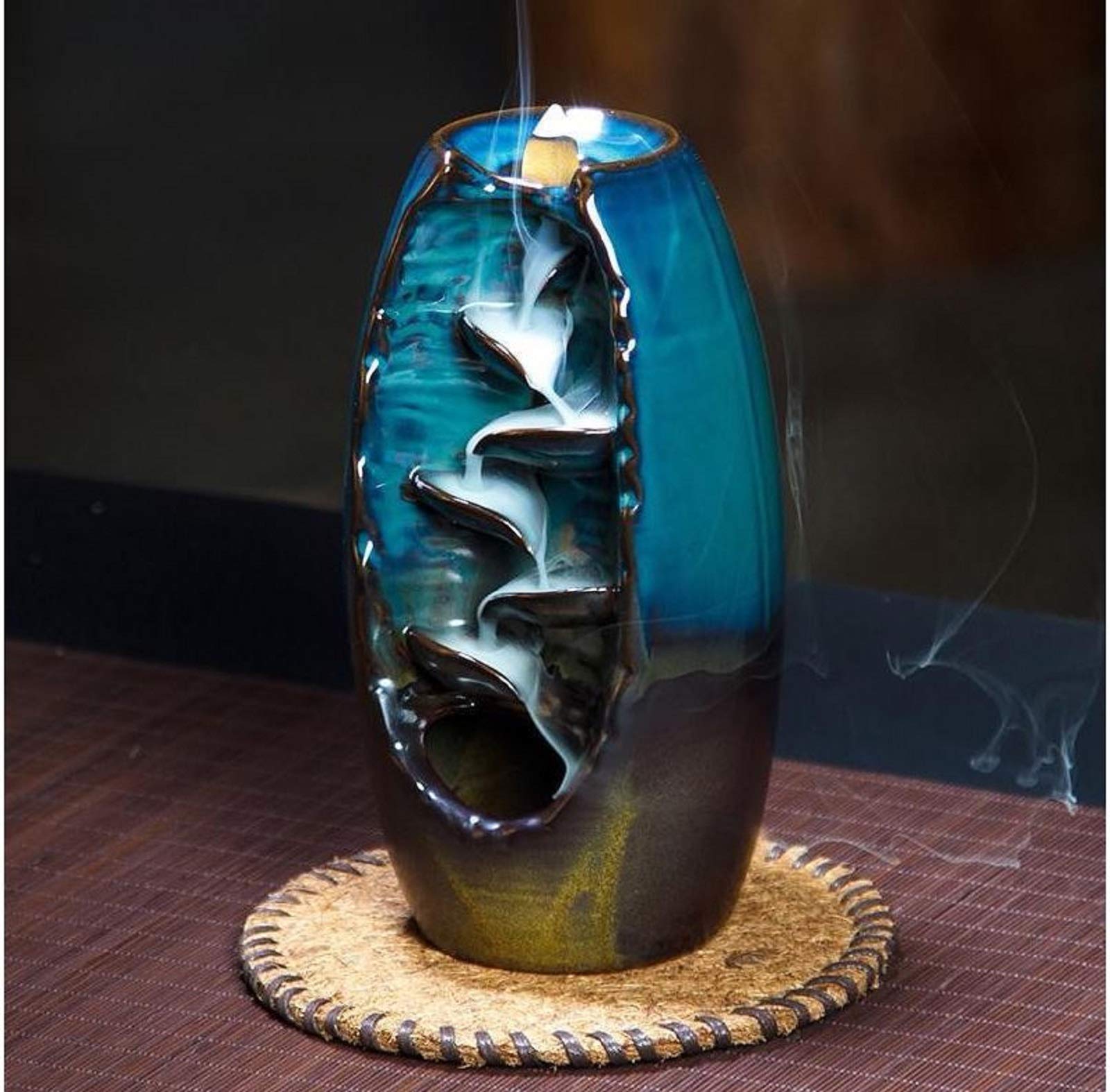 AdvancedShop New Incense Burner Backflow Incense Ceramic Crafts Incense Ddiffuser Home Office Mountain River Handicraft Incense Holder