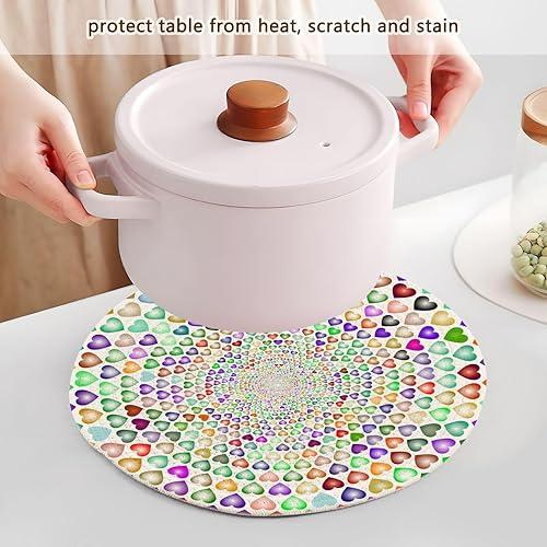 Miniatura 5 de 3 Pcs Trivet Mat Set for Hot Pots and Pans 15in Cotton Thread Weave Heat Resistant Hot Pads for Hot Pot Plate Holder Colorful Heart Happy