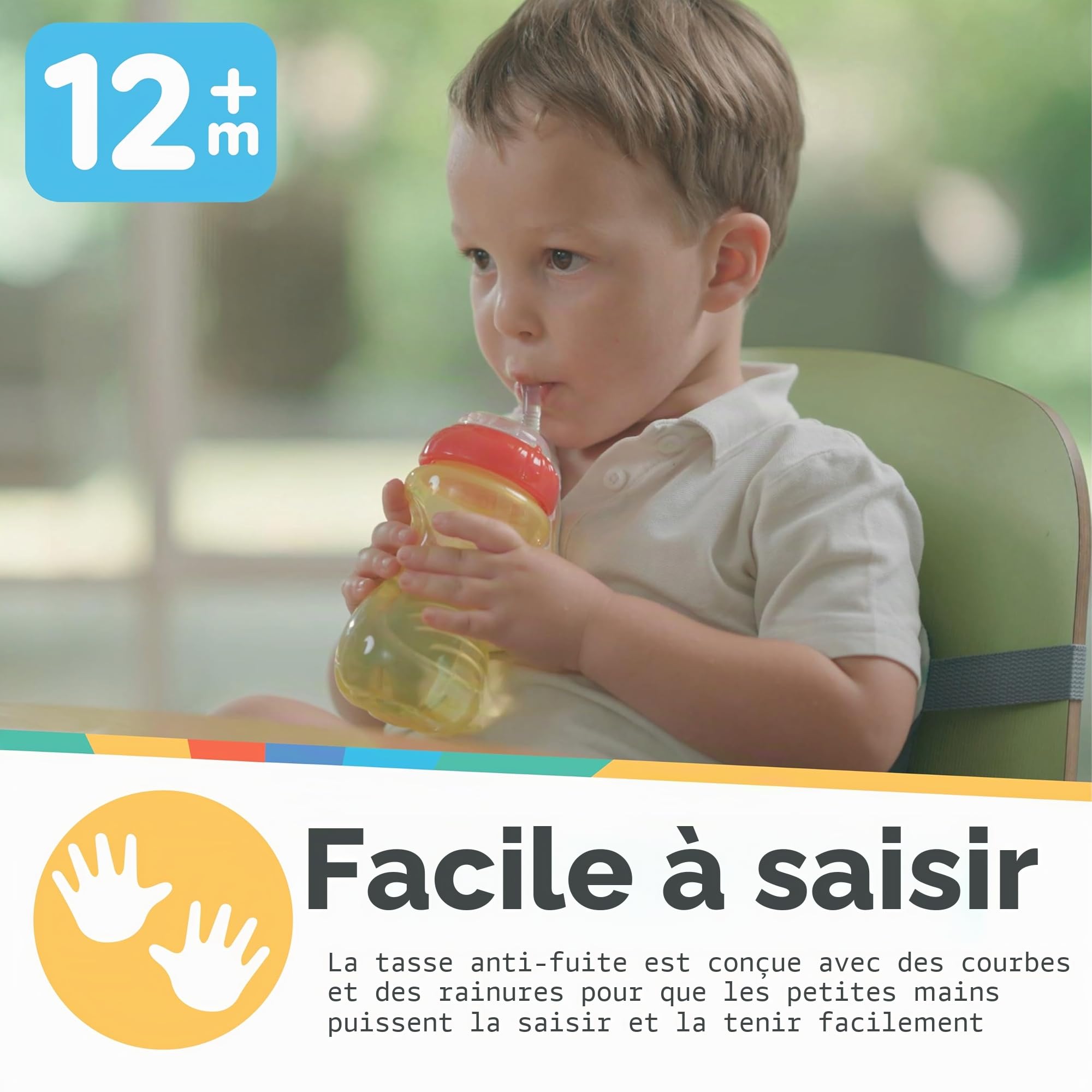 Nuby Tasse anti-fuite avec Paille Flexible | 300ml | 3 pack | 12+ Mois