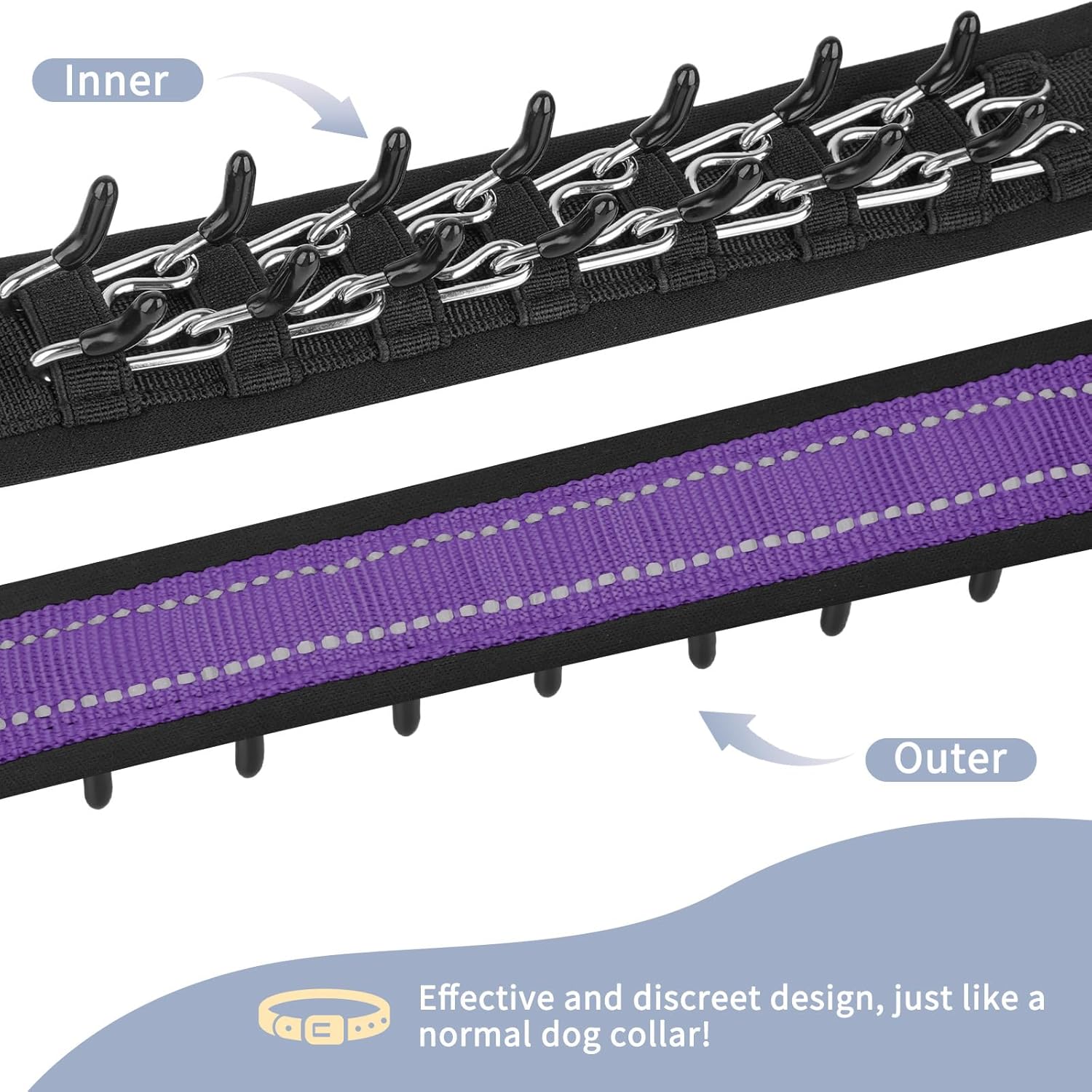 mayerzon martingale no pull collar for medium large dogs, patented anti pull dog collar with buckle for walking training, with reflective stitching and neoprene padding, adjustable(purple, l) purple(reflective) large,2.5mm,18.5"-23.5"neck