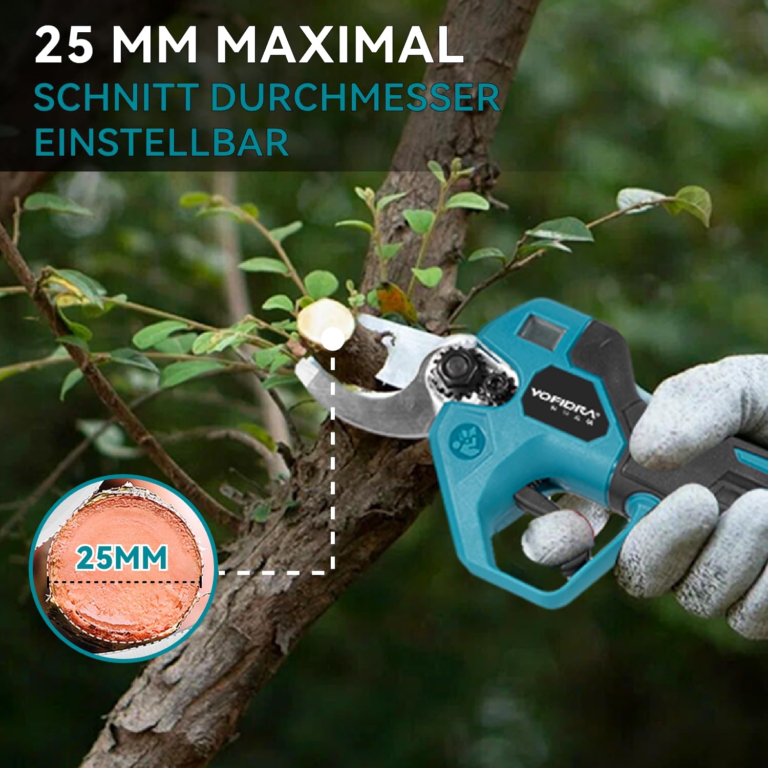Yofidra 4-IN-1 Akku Hochentaster Kettensäge & Astschere mit Teleskop - Bürstenlos 25mm Baumschere, 6 Zoll Mini Kettensäge, mit 200cm Teleskopstange, 180° Einstellbarer Winkel, 2 x 3.0Ah Akkus, blau