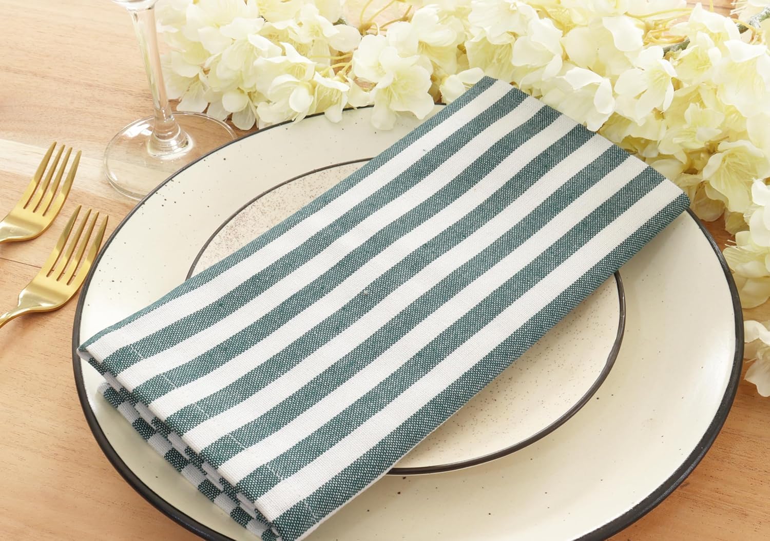 Blue Stripe Cotton Napkins - Set of 4 -9 Blue Stripe Cotton Napkins - Set of 4 -9