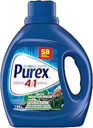 Purex Rocky Mountain Breeze, Concentrated Liquid Laundry Detergent with 4in1 benefits, Tough on Stains, Brightens and Whitens Clothes, 1.94L, 58 Wash Loads, HE Compatible