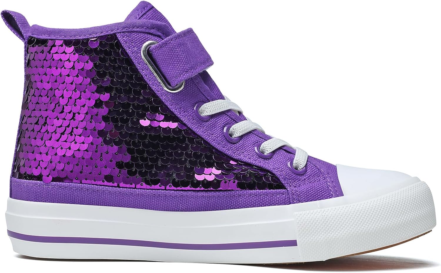 Zoroadke Kids Sparkle Sequins High Top Casual Adjustable Strap Canvas Shoes Girls and Boys Glitter Sneakers