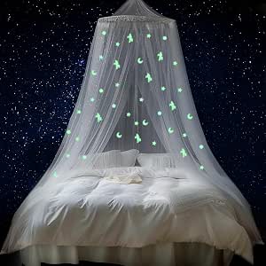 Moustiquaire De Lit 200x200x210cm - Avec étoiles Fluorescentes, Protection Anti-moustiques