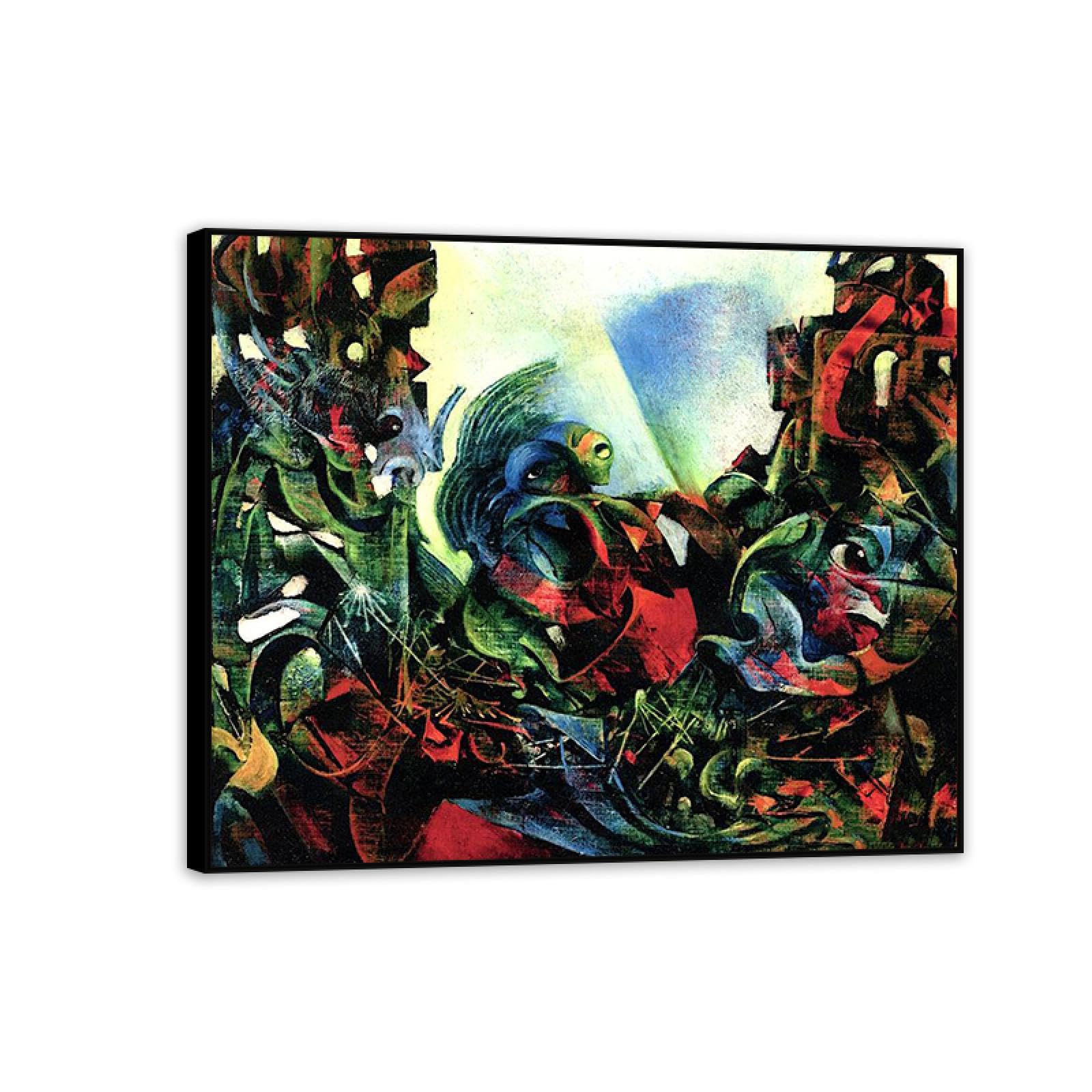 MYCGGDGH Max Ernst Canvas Wall Art Reproductions of Famous Paintings Untitled Surrealist Art Prints Max Ernst Abstract Pictures Wall Decor for Living room bathroom 50x40cm(20x16in) Black Framed