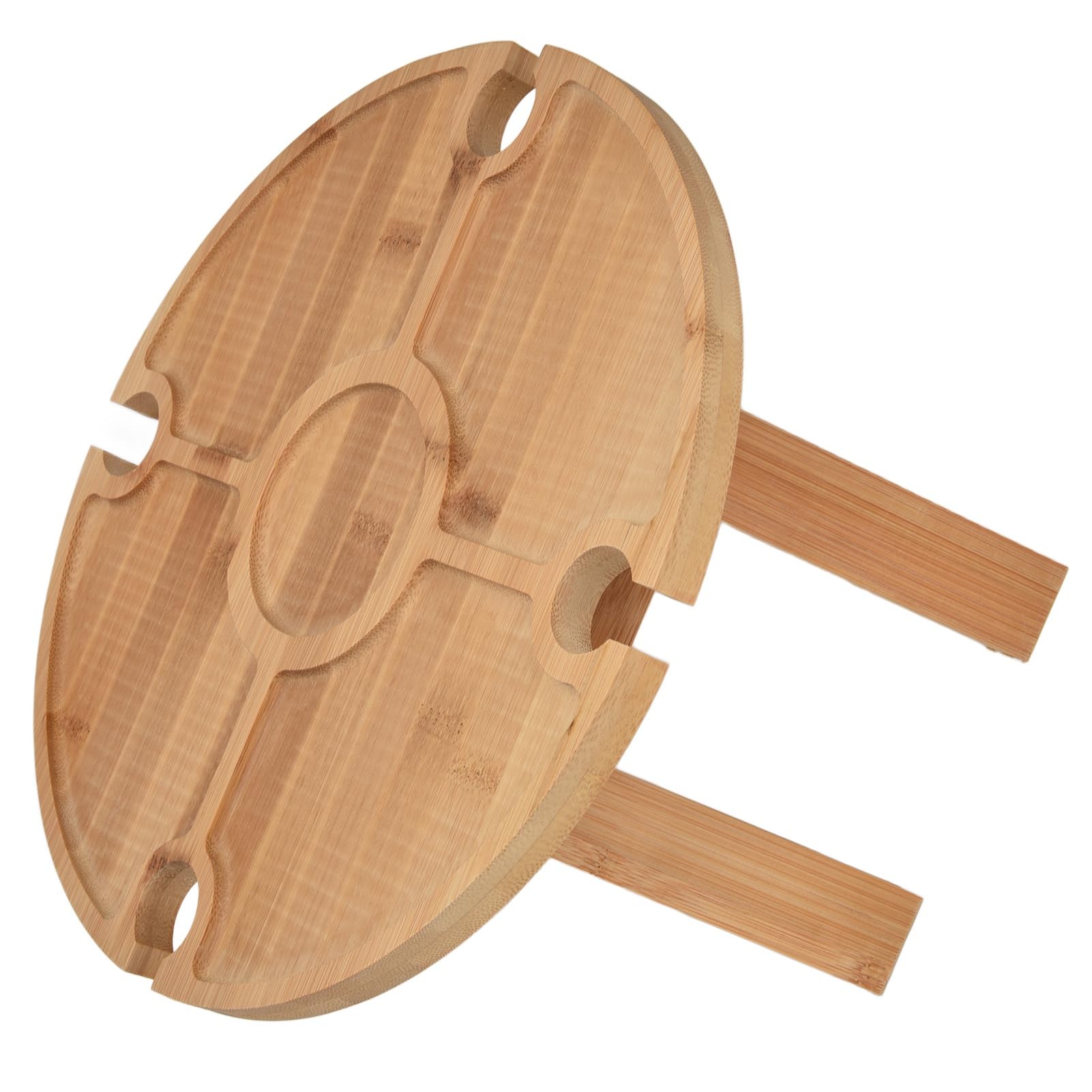 Tavolino pieghevole in legno per esterni, con supporto per vino, perfetto per campeggio, trekking, picnic e cene all'aperto, design portatile e leggero