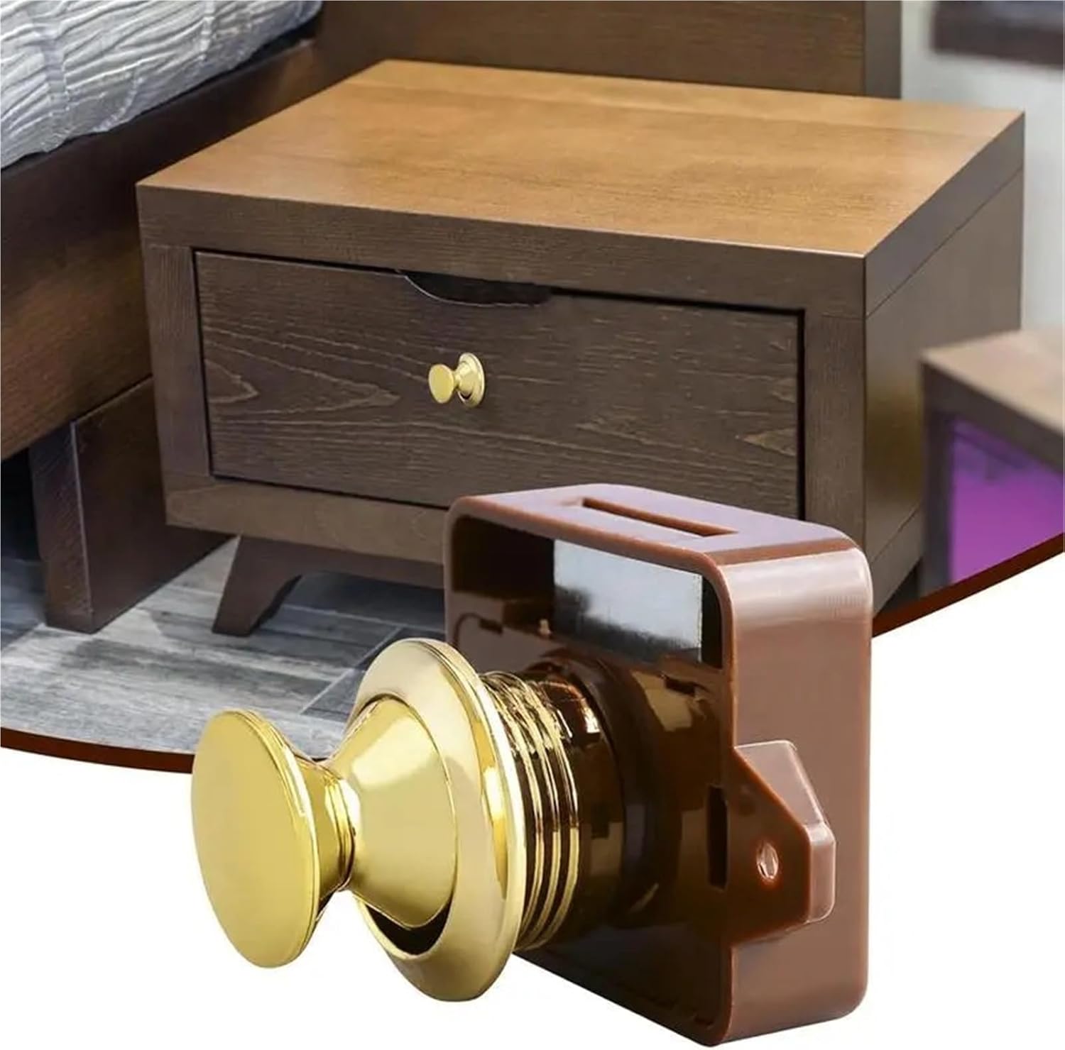 RV Push Cabinet Locks Cabinet Door Catches Locks Drawer Keyless Zinc Alloy Button for RVs Camper Van Caravan 1Pcs(White)