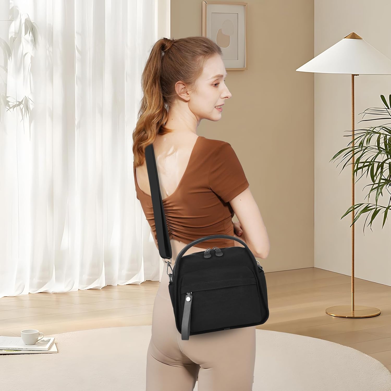 Small Crossbody Bags for Women Nylon Top Handle Handbag Commute Underarm Shoulder Tote Bag Purse - Image 2