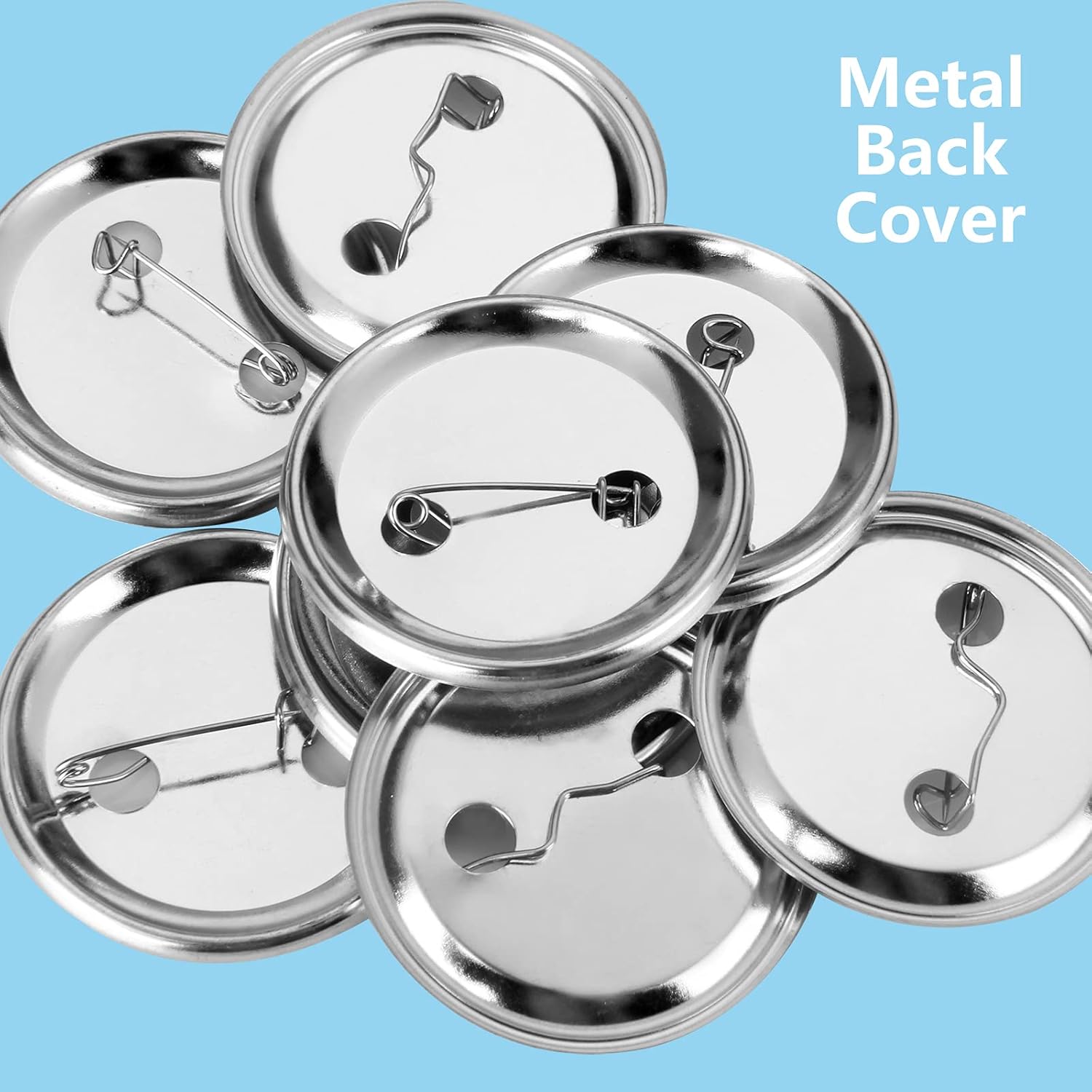 100 Pieces Blank Button Badge Parts for Button Maker Machine, Metal Shells Metal Back Cover and Clear Mylar Components, DIY Crafts Arts Supplies for Presents, Souvenirs (58mm)