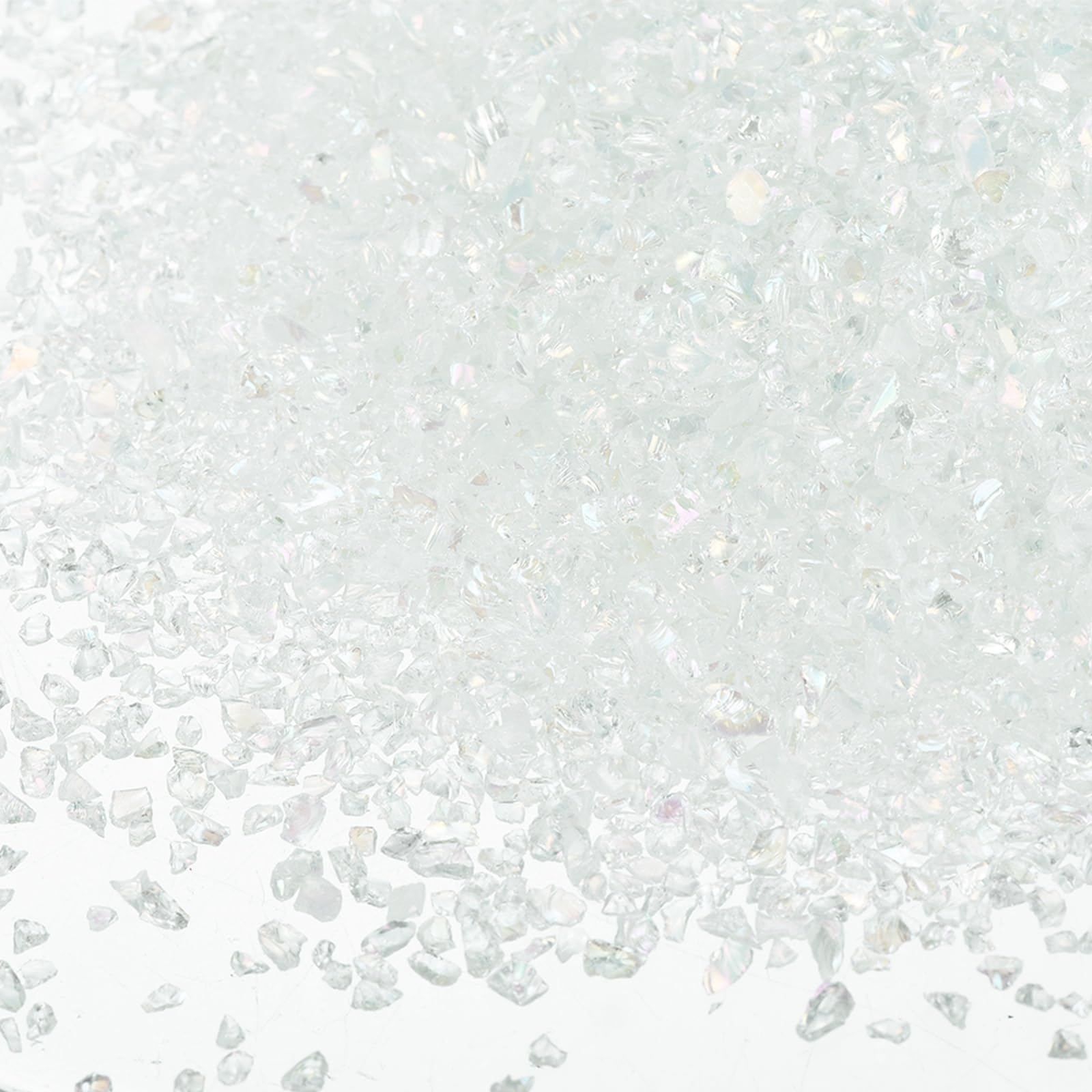 sourcing map 3 Pcs Crushed Glass for Resin Art, 50g Irregular Metallic Chunky Chips Small Broken Crushed Glass Glitter Pieces for Crafts DIY Vase Filler Jewelry Making Decor, White