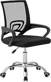 Cadeira Ergonômica Conthey Arco Home Office e Escritório, Encosto Mesh Respirável, Regulagem de Altura a Gás, Base Cromada 5 Rodízios 360°, Braços Fixos, Preta