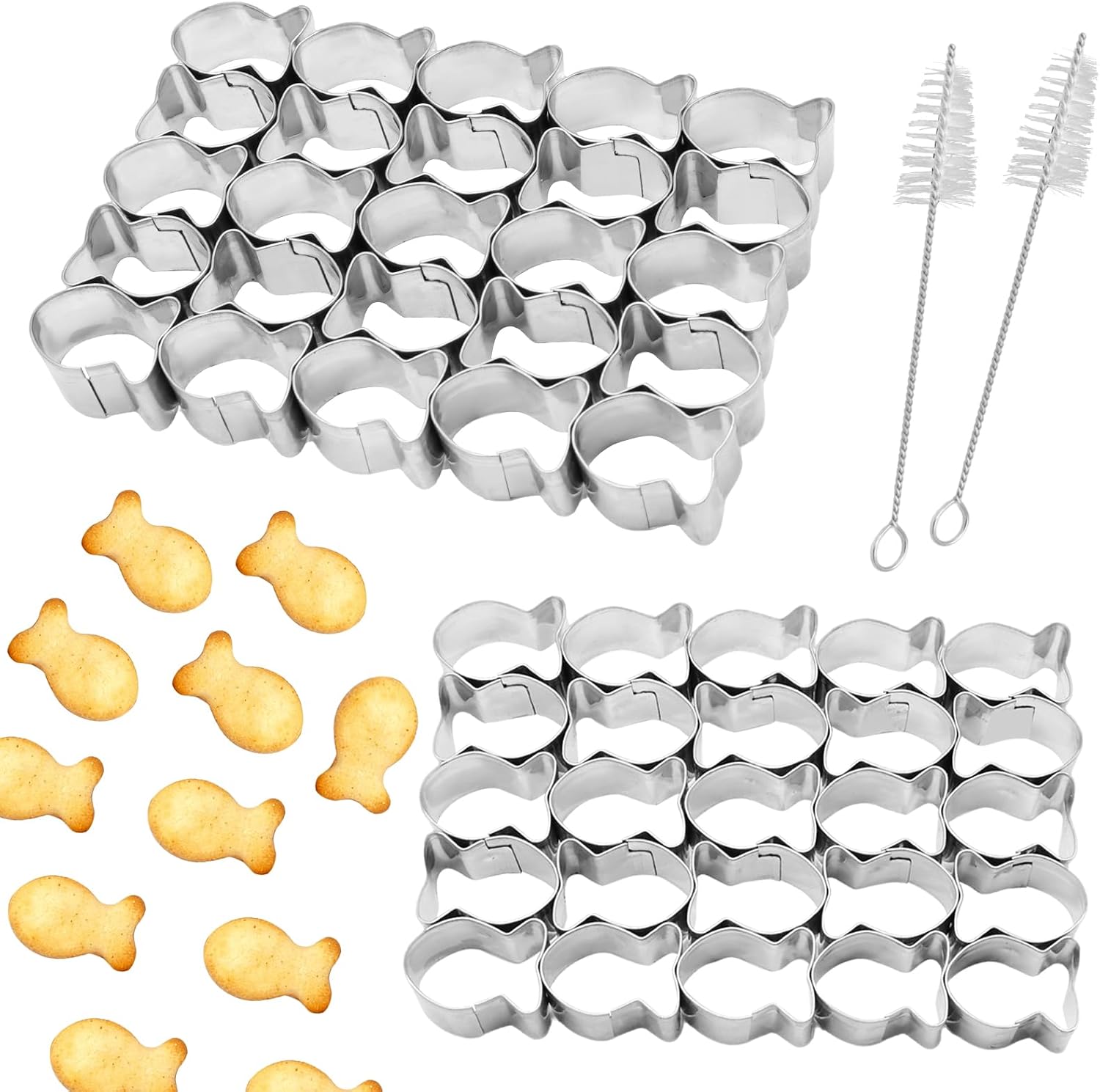 Goldfish Cookie Cutter, 25 Cavity Stainless Steel Cracker Mold