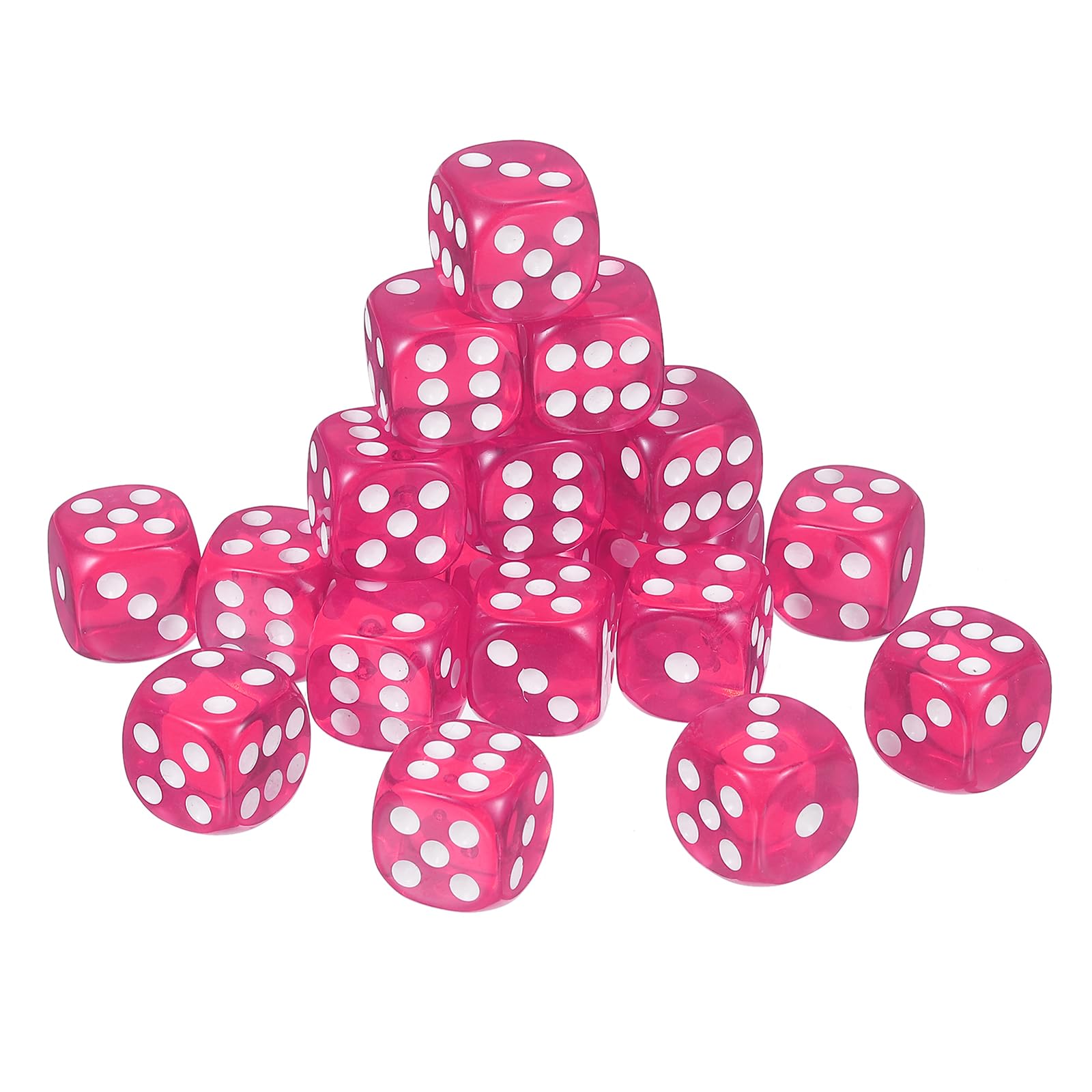 sourcing map 20Pcs 6 Sided Acrylic Dice, 16mm Game Dice Rose Red