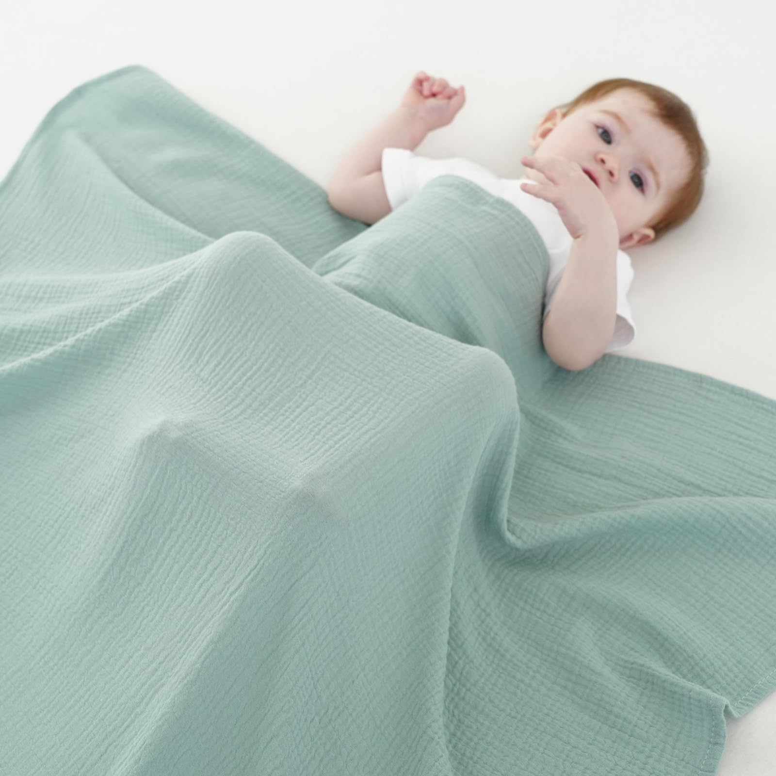 Coperte in mussola per neonati, confezione da 2 coperte in 100% cotone, morbide e traspiranti, grandi 119 x 119 cm, essenziali per bambini e ragazze, regalo per doccia