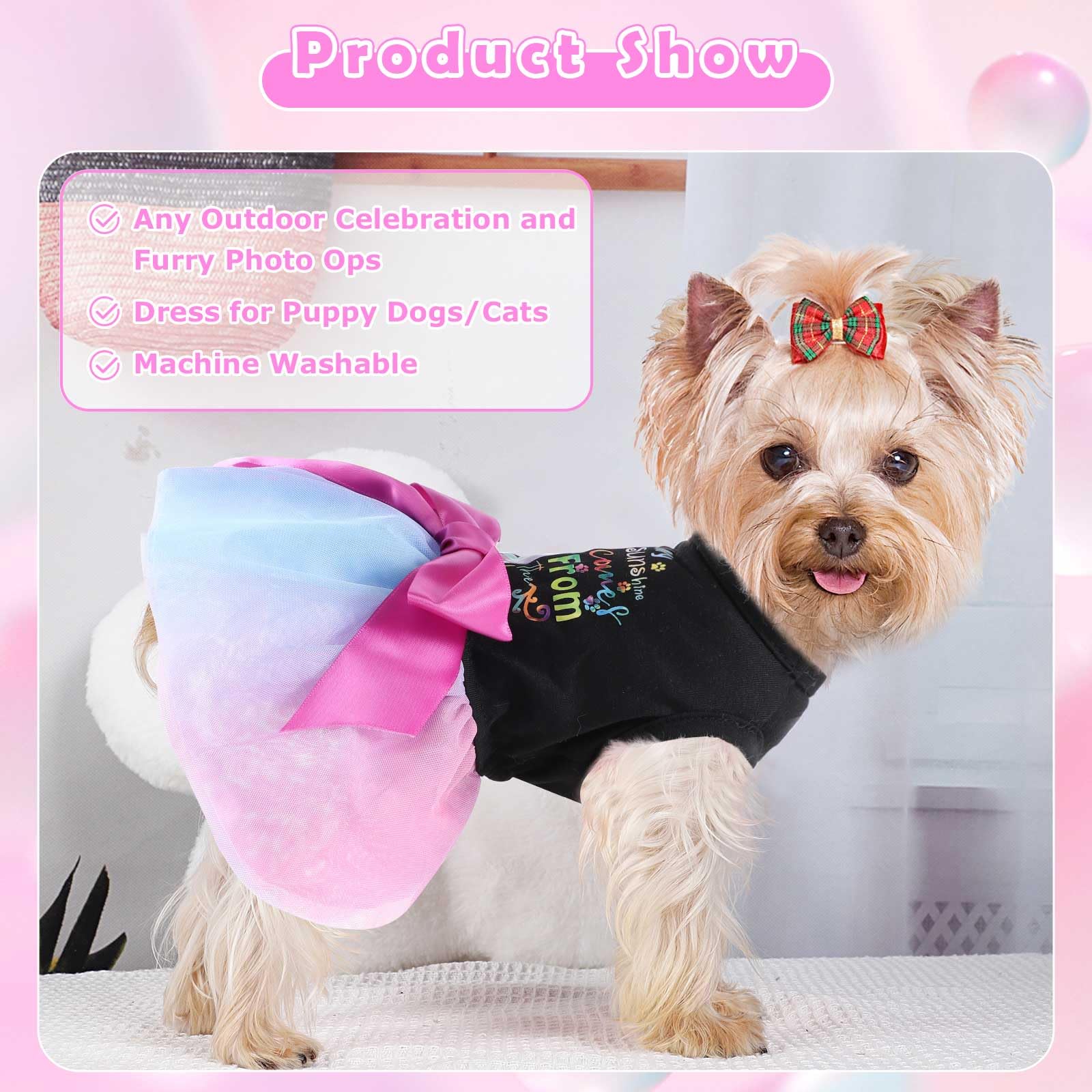 Dog Clothes for Small Dogs Girl, Spring Pet Dress Puppy Princess Tutu Cute Puppy Tulle Dresses Pet Clothes Cat Apparel Chihuahua Yorkshire Outfits (Daisy, L)