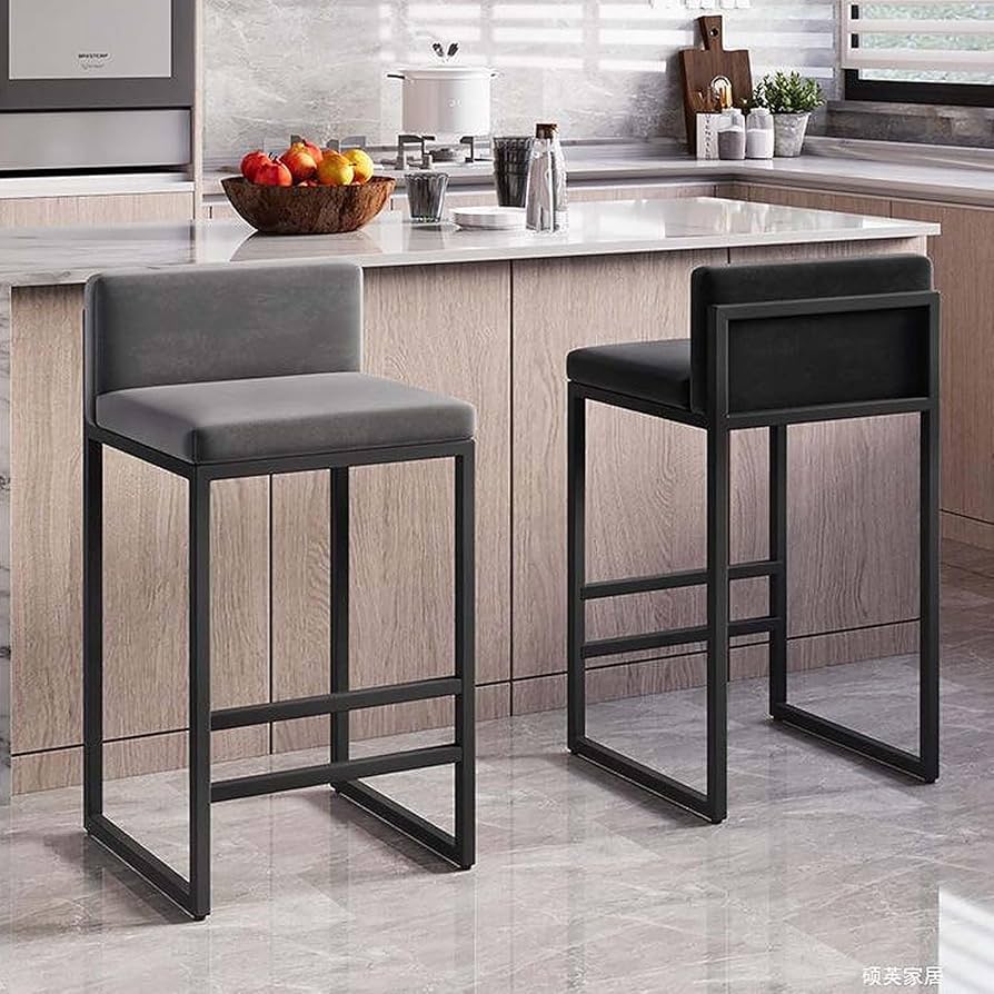 Requena Pair Of Bar Stools Leatherette Exterior With Armrest