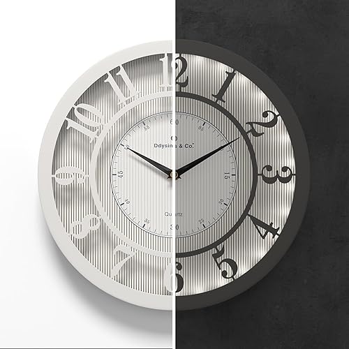Ddysins Reloj de pared con luz nocturna, relojes iluminados con control de sonido, relojes de pared iluminados silenciosos que funcionan con pilas,
