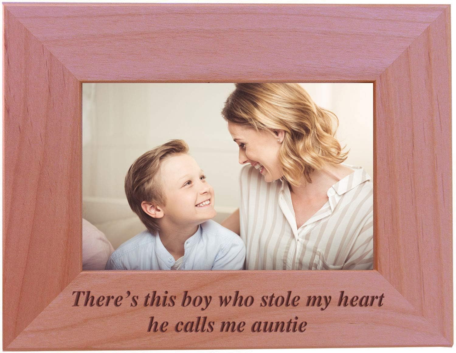 CustomGiftsNow There's This boy who Stole My Heart he Calls me Auntie - Engraved Wood Picture Frame (5x7 Vertical)