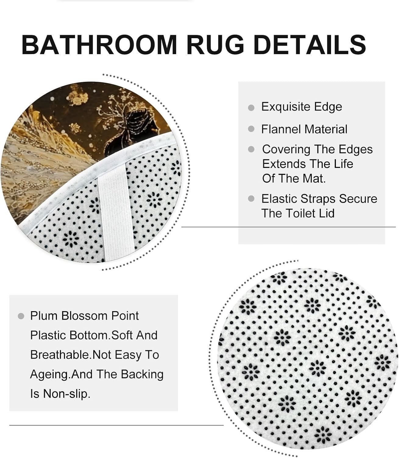 4PCS Whimsical Christmas Angel Bathroom Sets with Non-Slip Rug, U Shape Toilet Lid Cover Mat, Magic Xmas Snowflakes Bathroom Decoration 72''x72''