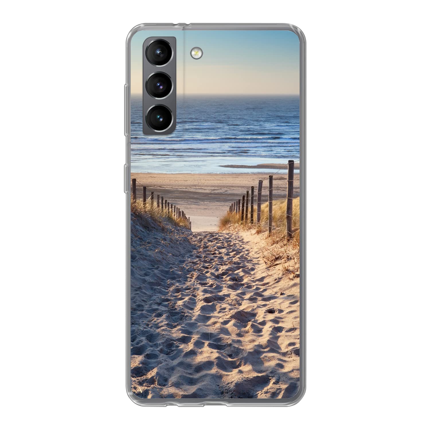 MuchoWow Funda para Samsung Galaxy S21 - Playa - Mar - Países Bajos - Dunas - Sol - Funda de Silicona/Funda Blanda para teléfono móvil