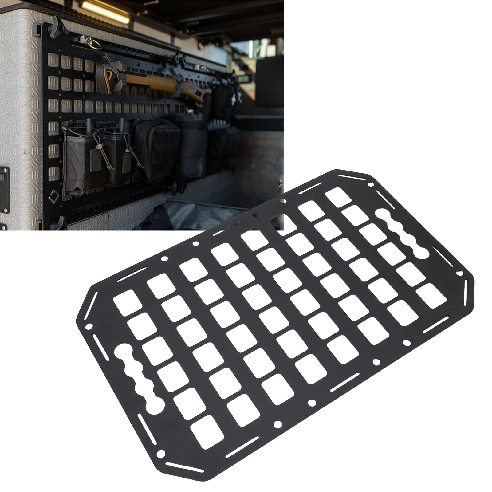 Fockety Pannello Molente a Letto Laterale, 432x273x2mm Aluminium L Traccia Pannello MOLLE Pannello Truck Pannello MOLLE MOLLE Pannello per Berlina SUV Pickup Van RV