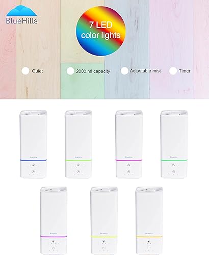 Miniatura 5 de BlueHills Juego de dos grandes difusores de aceite esencial XL de 67.6 fl oz para habitación grande y hogar con luces LED decorativas, gran regalo,