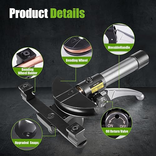 Miniatura 6 de Kit de herramientas de tubos hidráulicos Super Stars 1/4in–7/8in - Doblador de tubos de cobre HVAC con 7 troqueles de aluminio - Herramienta