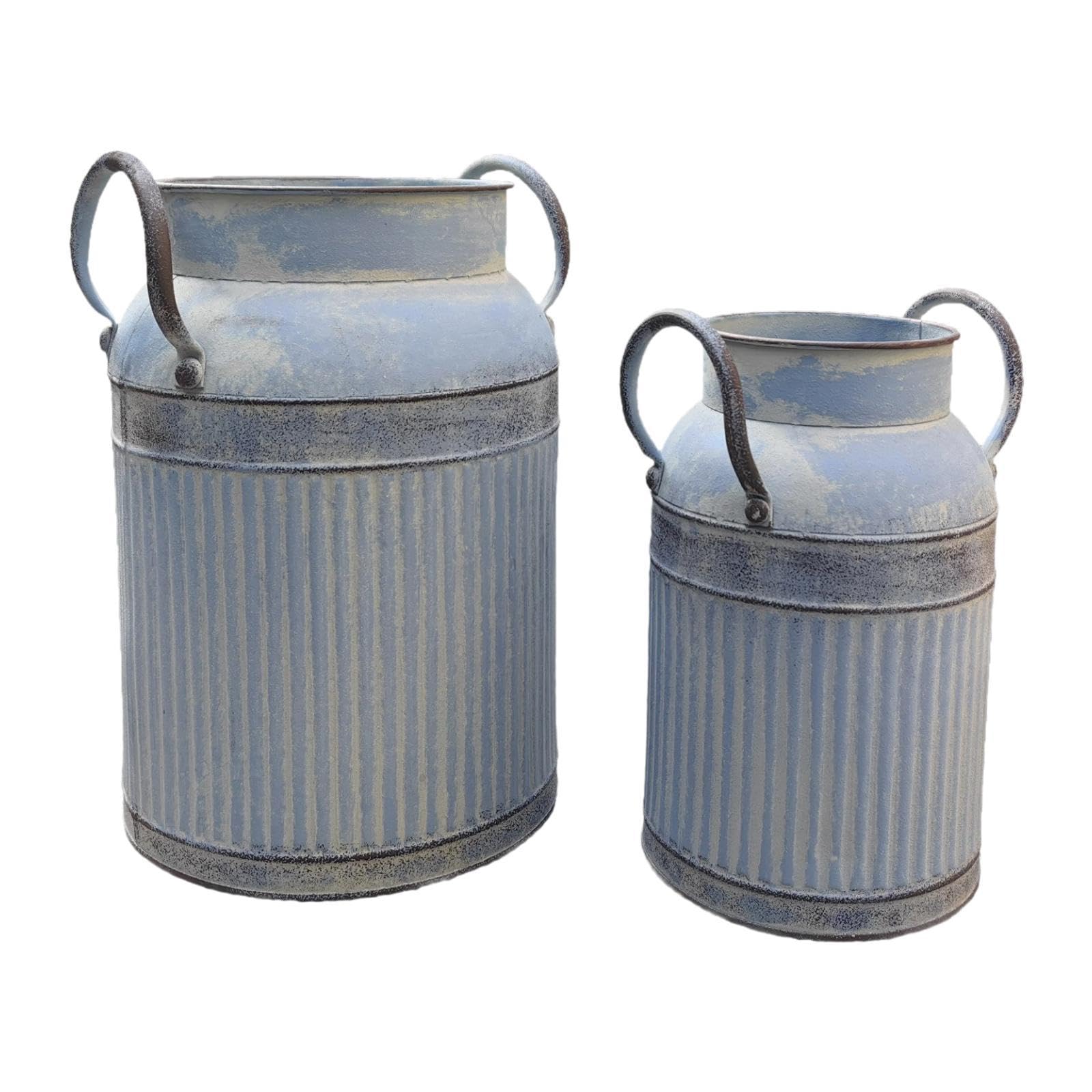 Bidons à lait avec anse lot de 2 pichets de décoration extérieure et intemporels vases bleus
