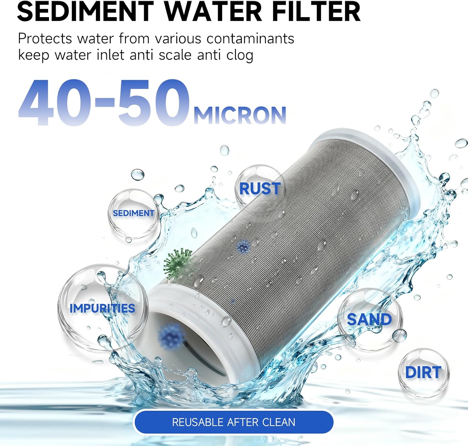 Washing machine water filter, capable of filtering out impurities of 40 microns in water, protecting household appliances. Suitable for water heaters and showers, (silver) image 5