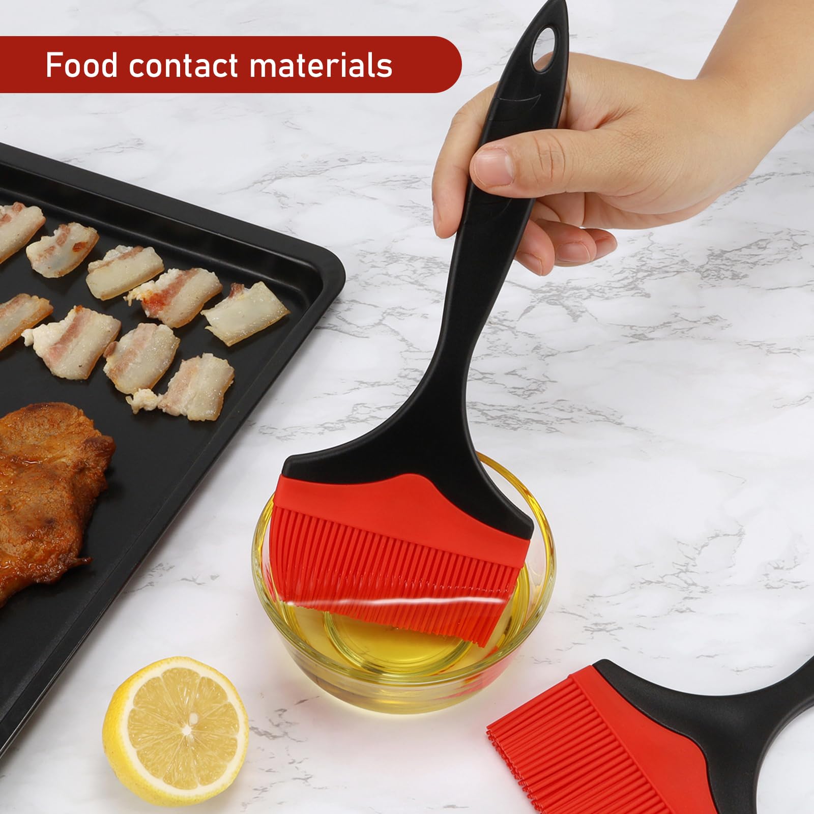 2 Piezas Cepillo de Silicona Extra Grande para Repostería, 10cm Ancho Pincel Cocina, Resistente al Calor Brocha Reposteria, para Cocinar, Asar (Rojo)