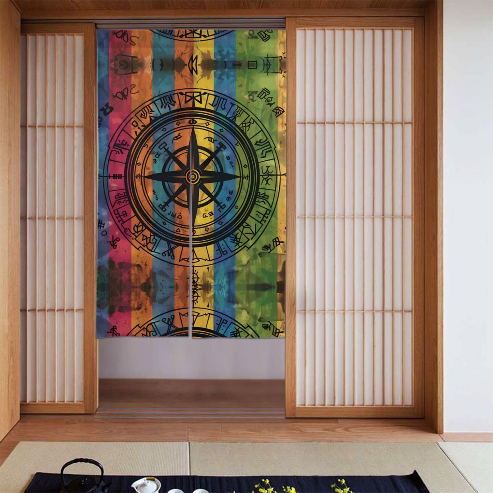 Rideau occultant magique runes nordiques pour chambre à coucher ado 142x86 cm
