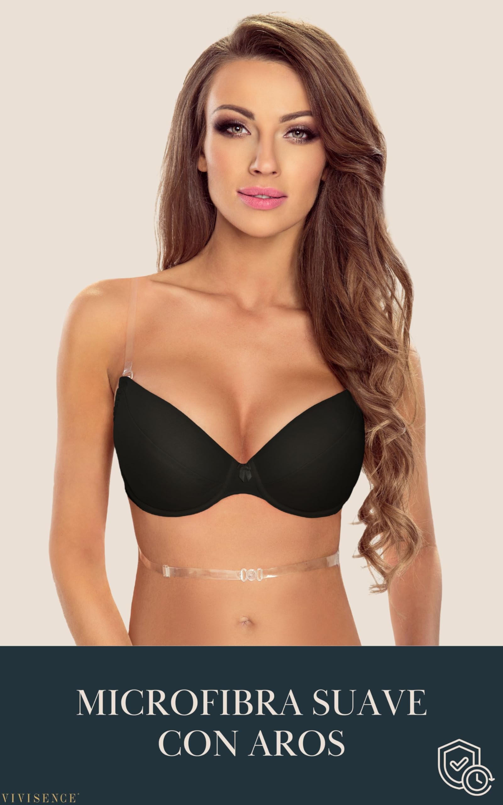 Vivisence Sujetador Push-Up con Tirantes Multiposición para Mujeres 1035