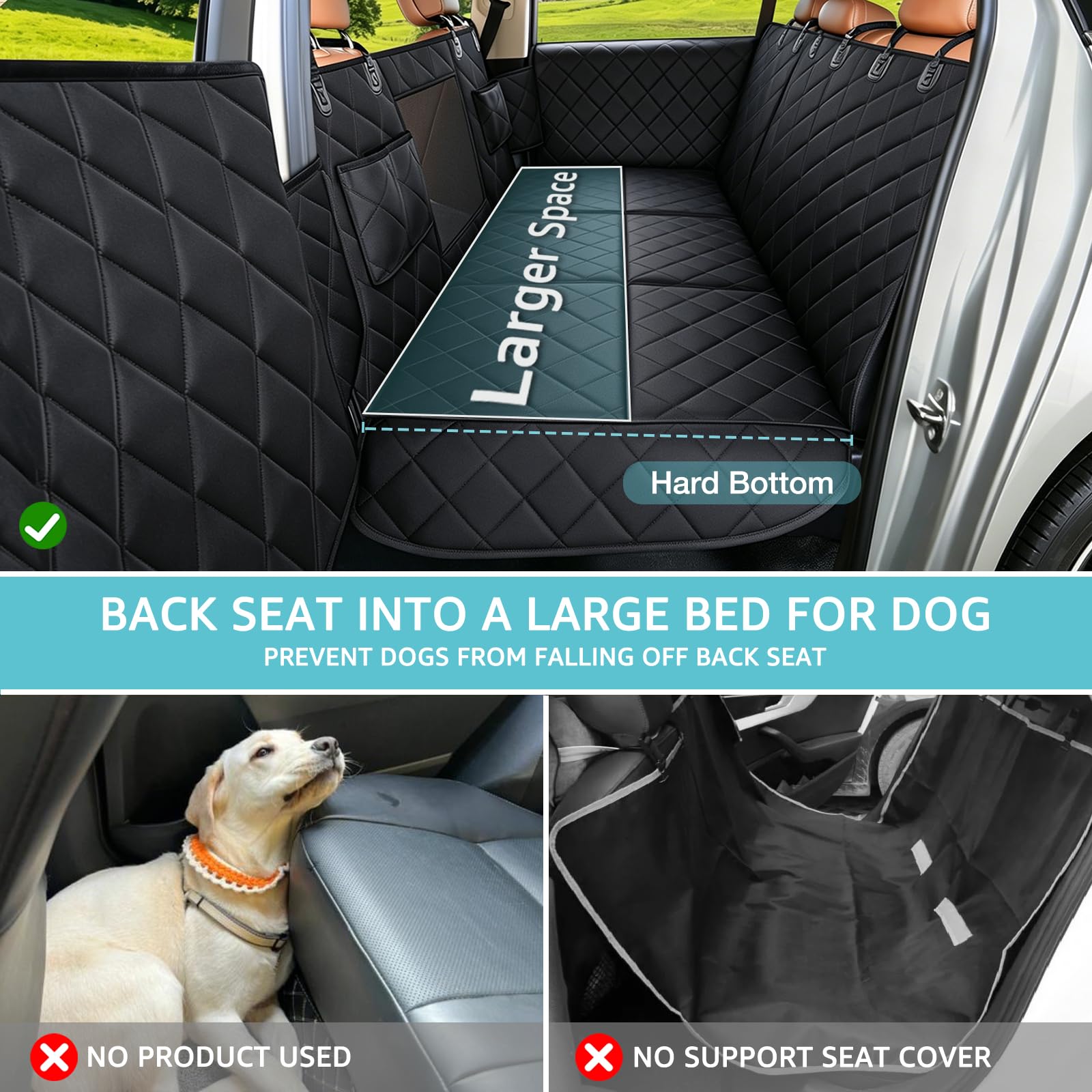 Estensore per sedile posteriore per cani, copertura per sedile auto con fondo rigido, impermeabile, amaca per sedile posteriore dell'auto, resistente, antiscivolo, durevole, con finestra in