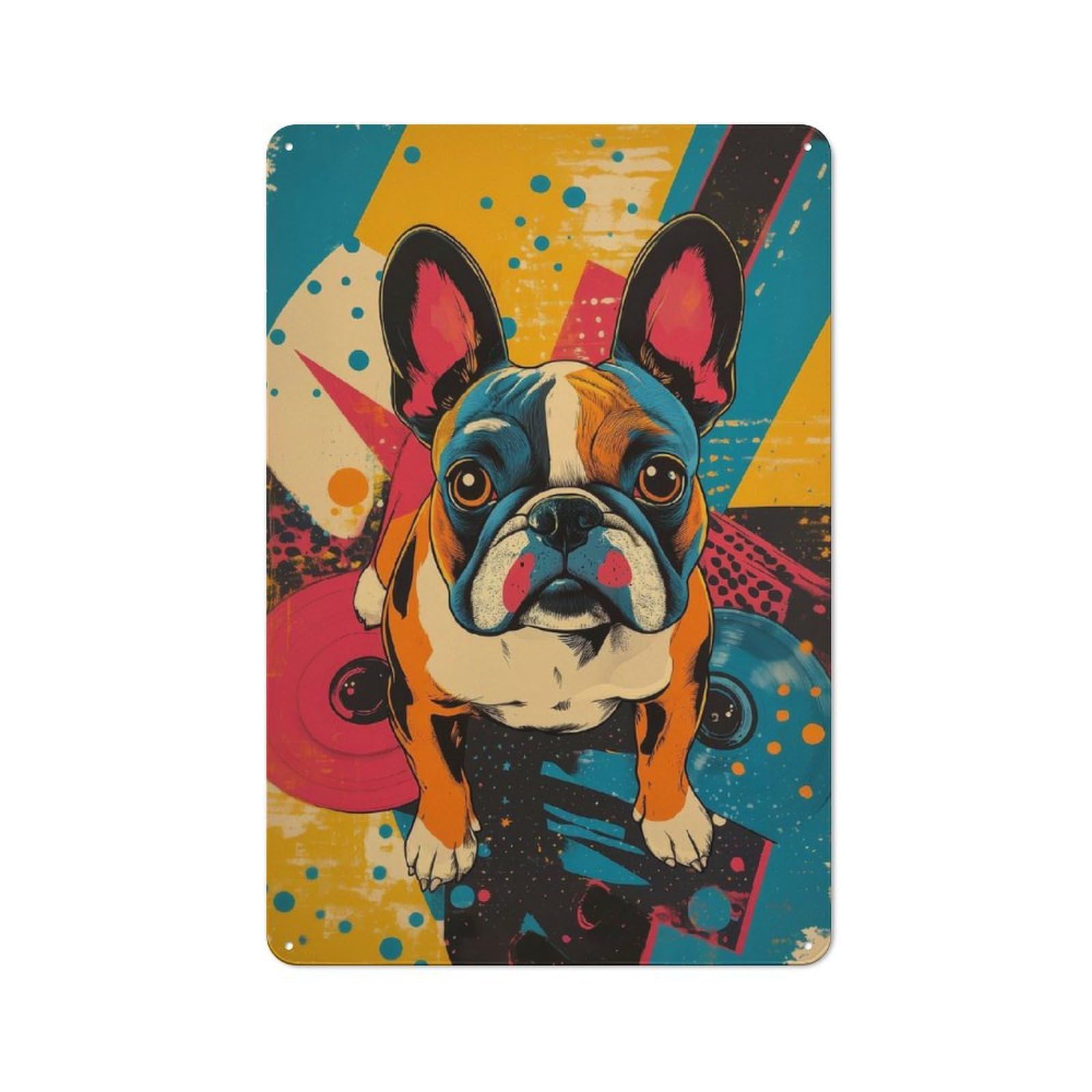 Junmoney French Bulldog Wall Art Colorful Bulldog Pop Tin Wall Plaque 30X20cm With Art For Studio Or Craft Room, For Cooler-Season Styling In Studio And Craft Room