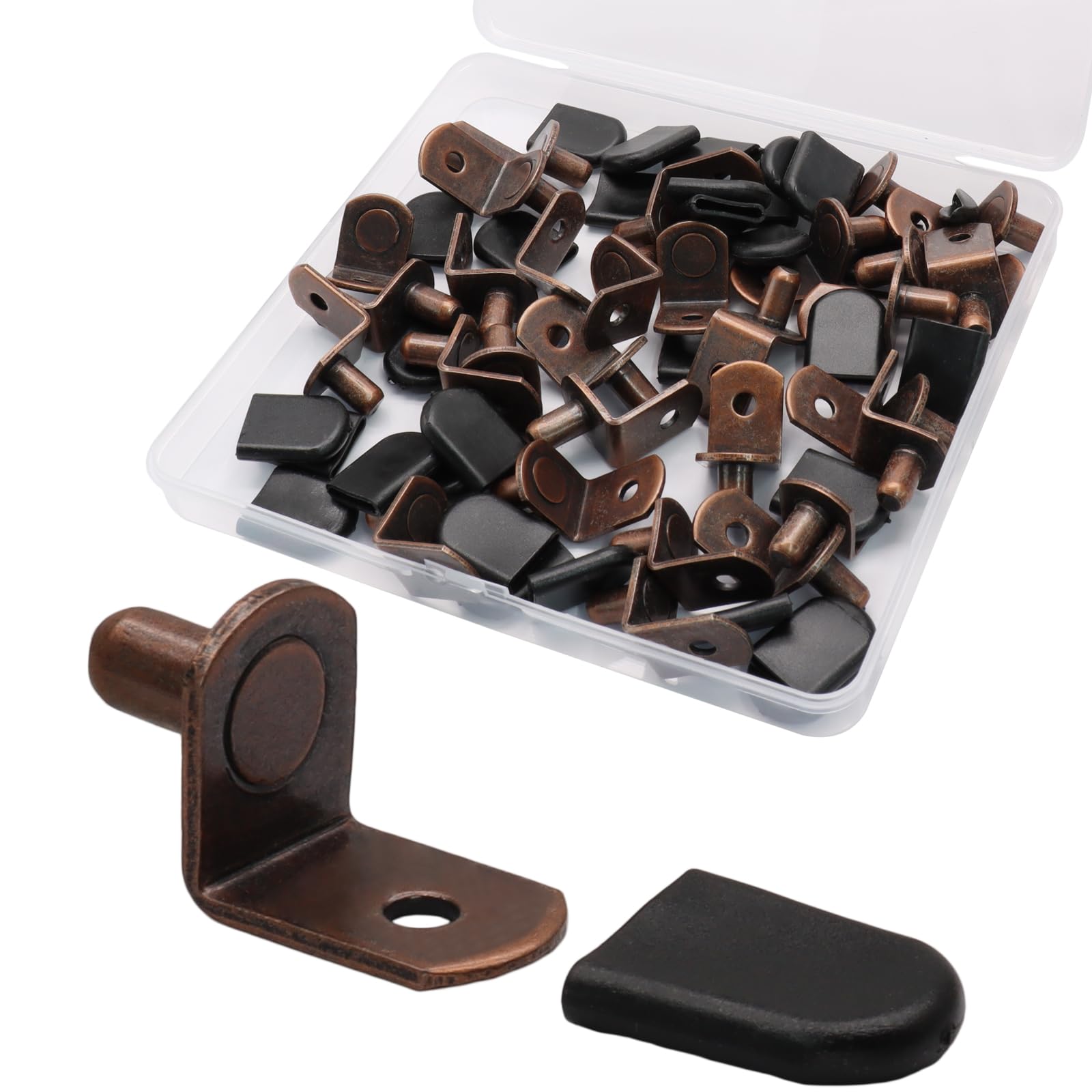 Shelf Support Pins, 1/4 Inch L-Shaped, 30 Pcs, Brown