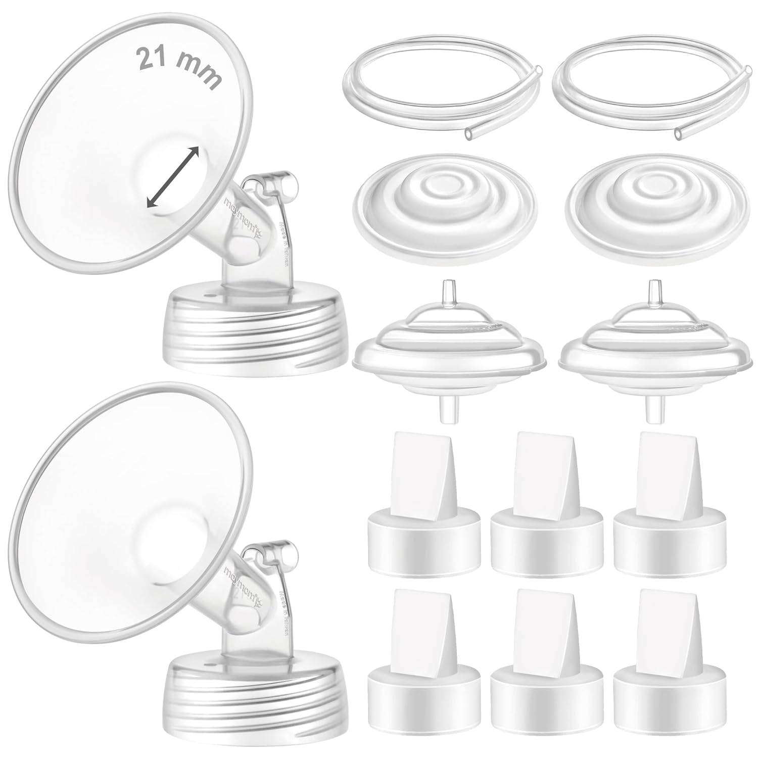 Maymom Pump Parts Compatible with Spectra S1 S2 9 Plus Pumps; Incl 21 mm Wide Mouth Flange Backflow Protector Membrane Duckbill Valve Tube; Not Original Spectra Shield Parts