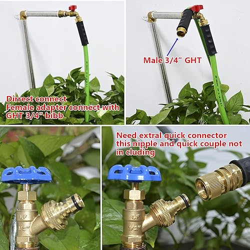 Miniatura 5 de HQMPC Manguera de jardín Manguera de agua de jardín de 50 pies, manguera de agua pesada sin torceduras con accesorios de manguera de latón (58