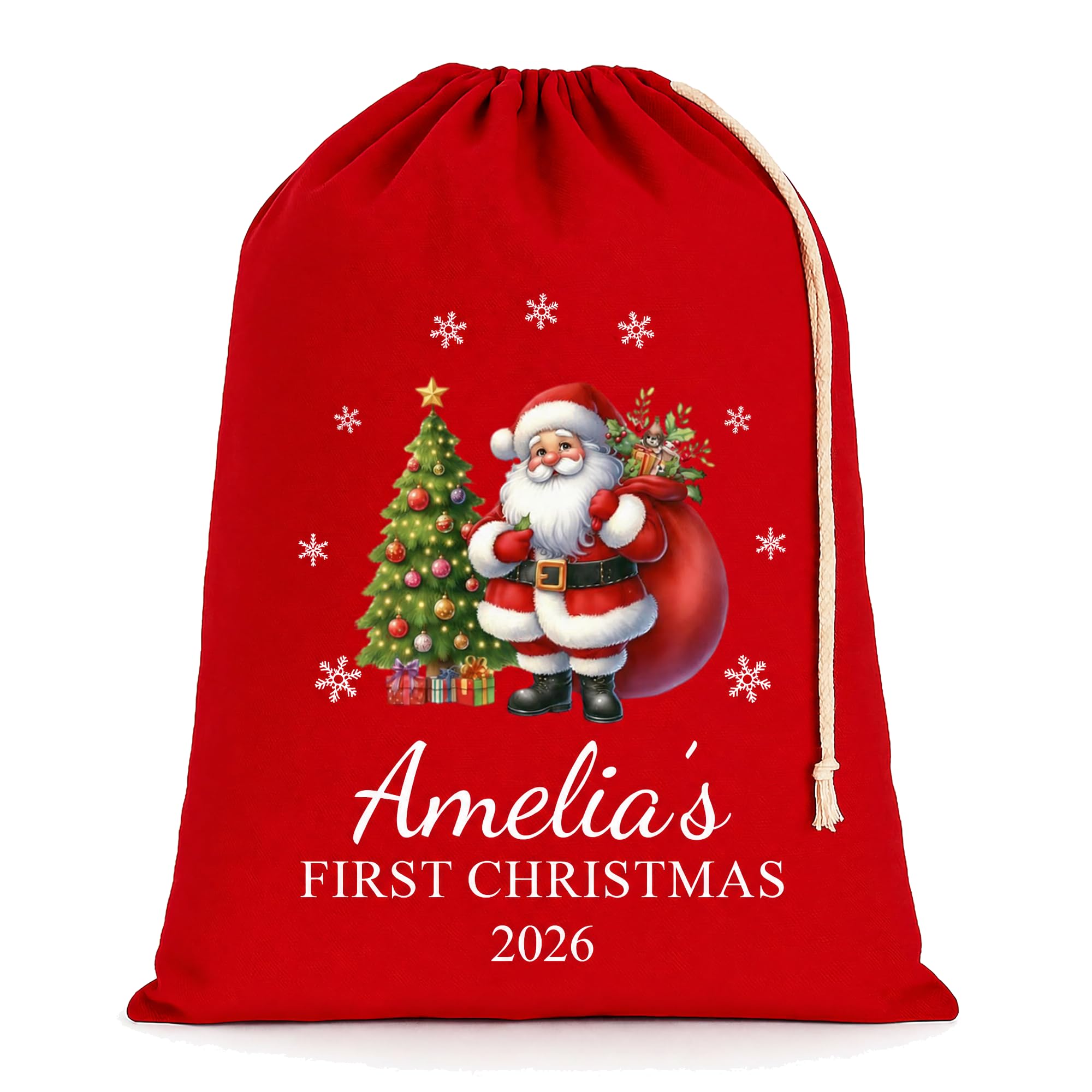 Chicken Craft Personalised Baby's First Christmas Sack, Santa, 45x30cm